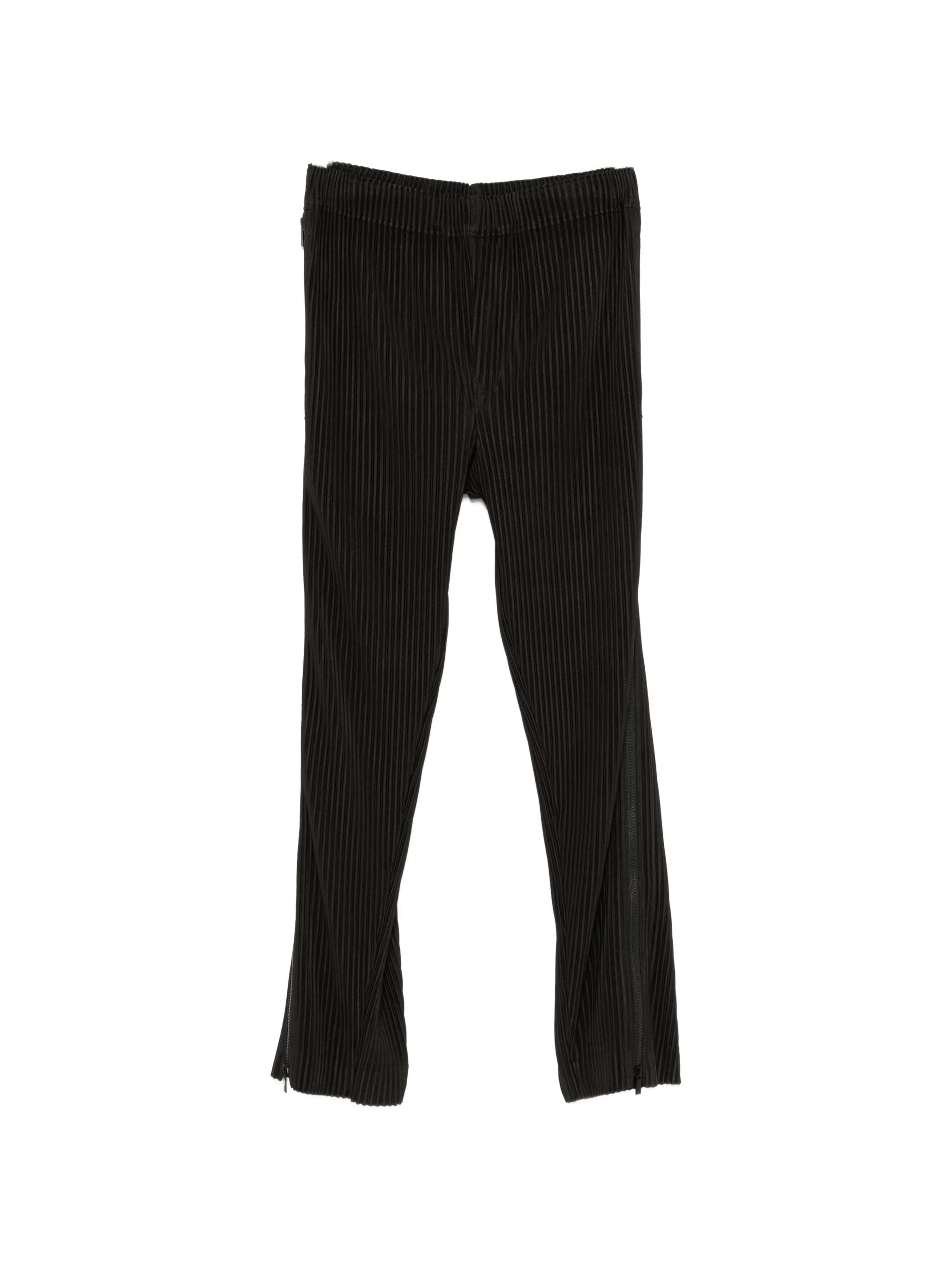 pleated-design zip-detailing trousers