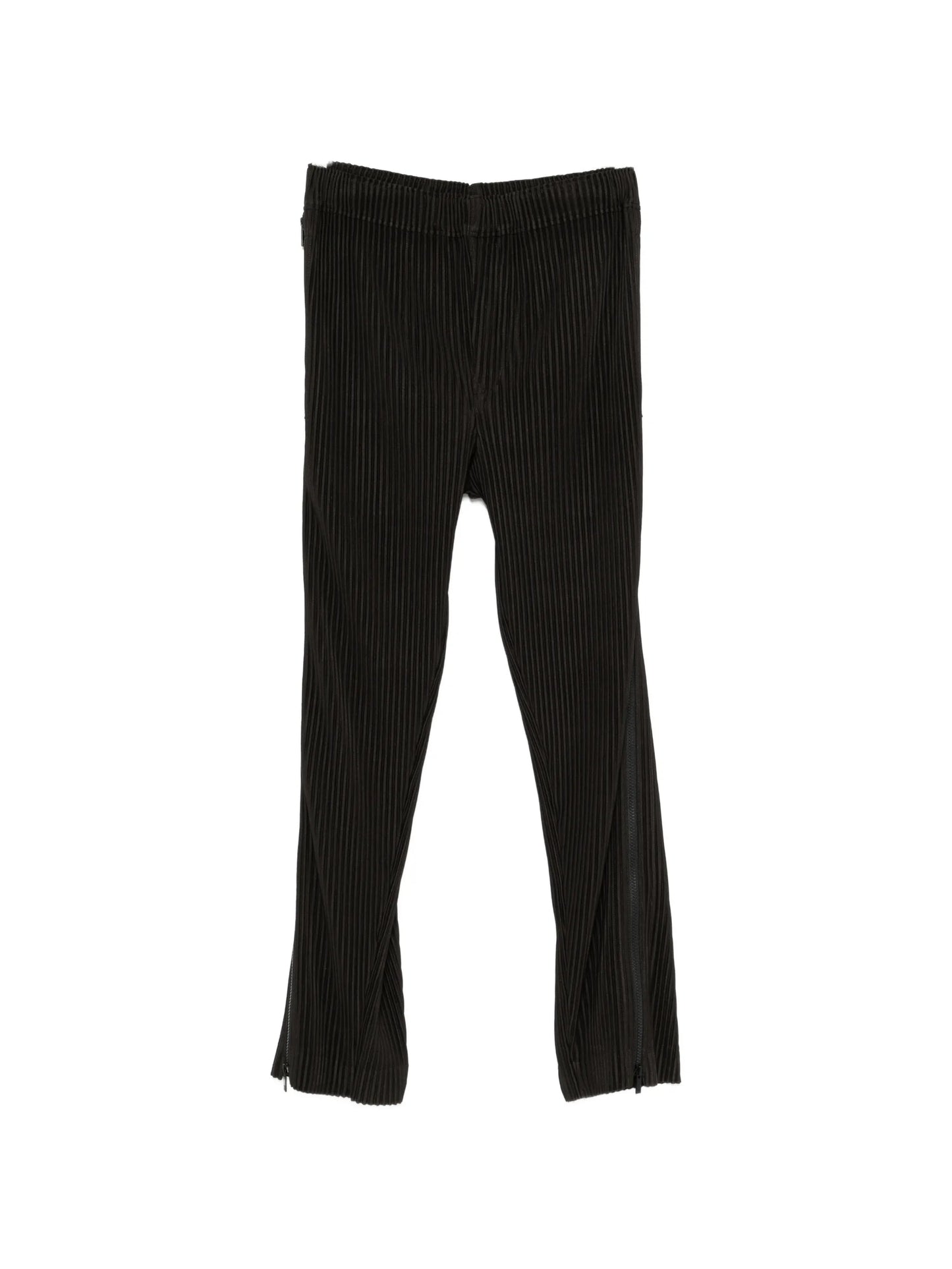 pleated-design zip-detailing trousers