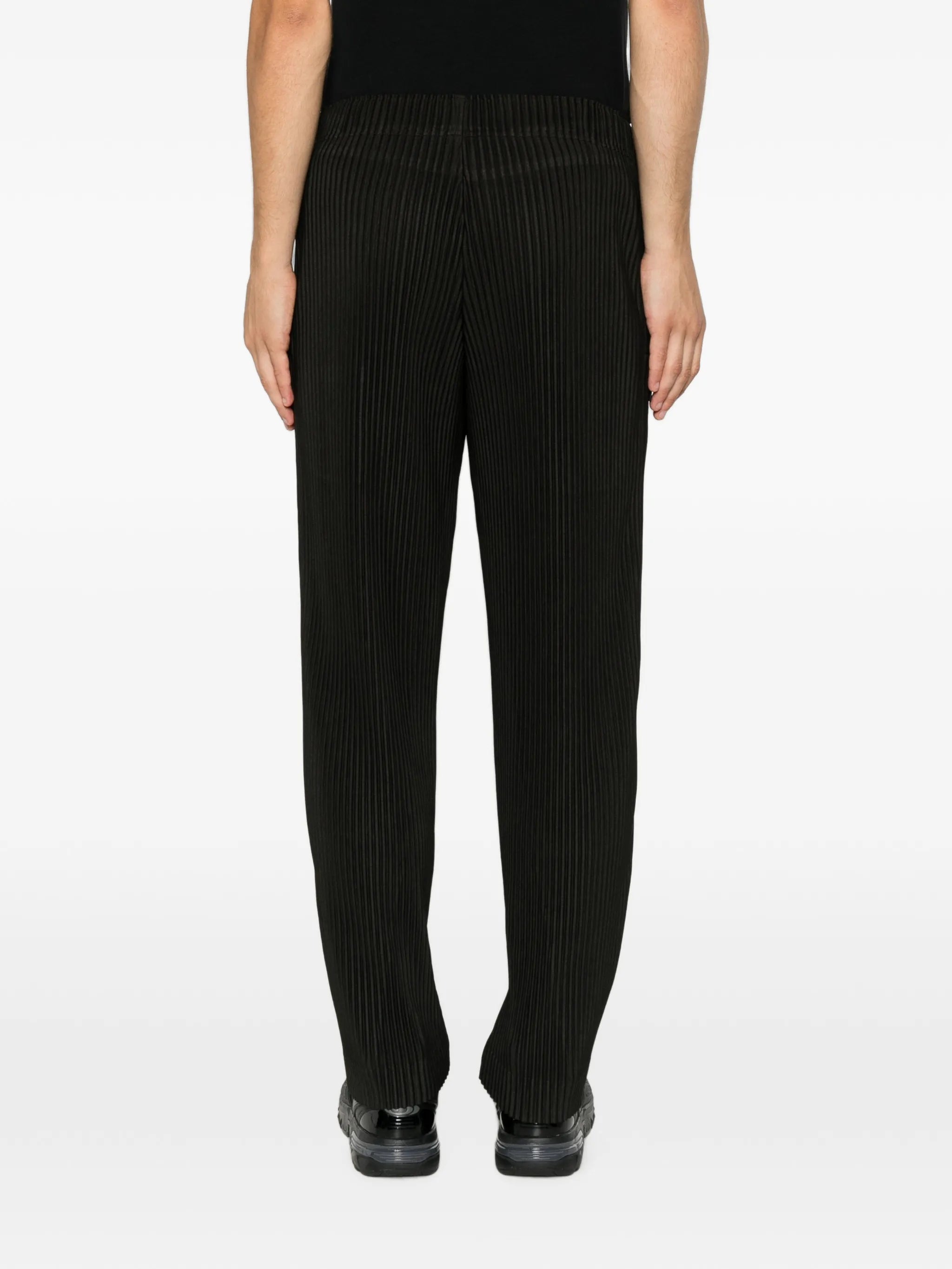 pleated-design zip-detailing trousers