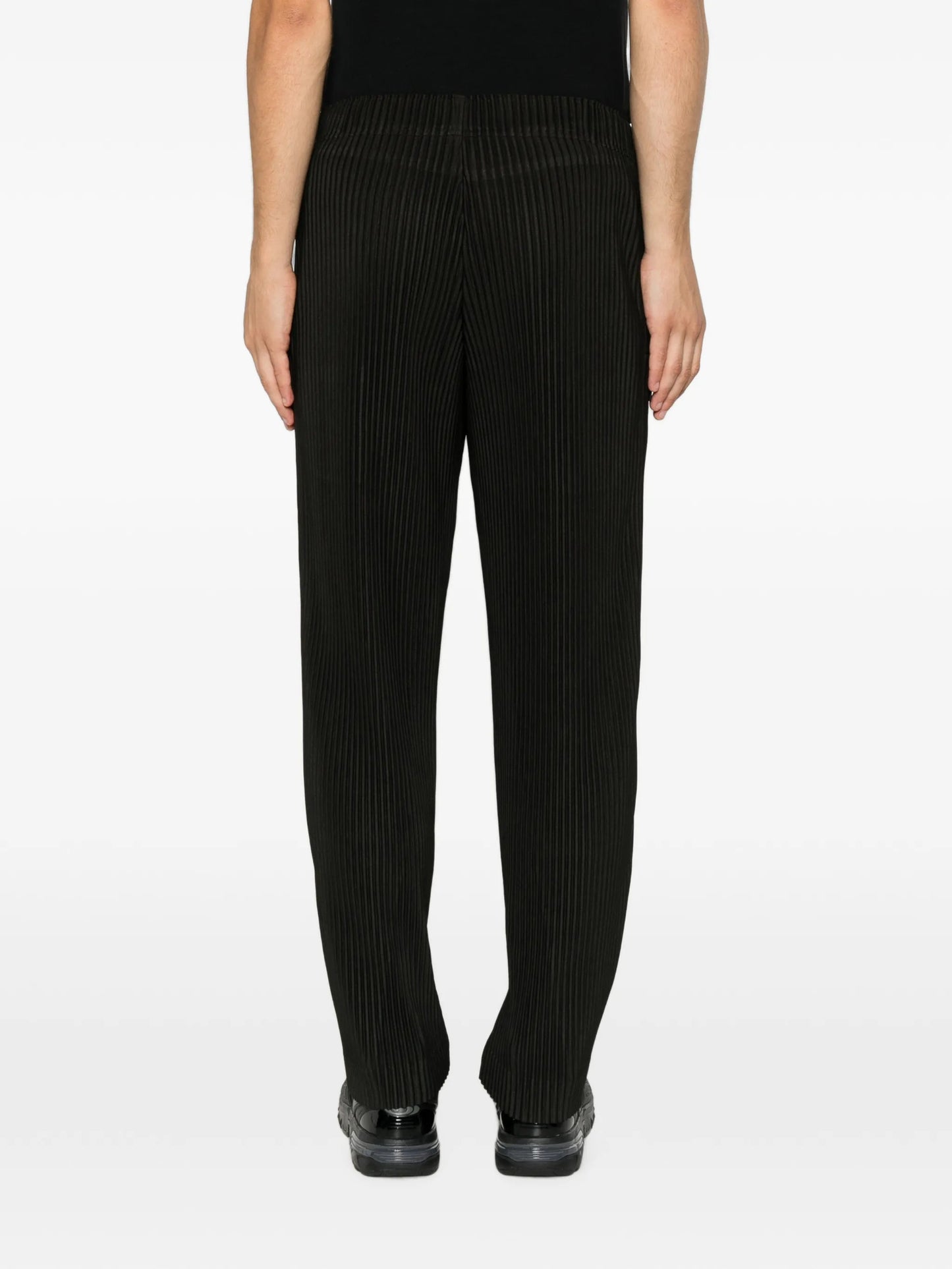 pleated-design zip-detailing trousers