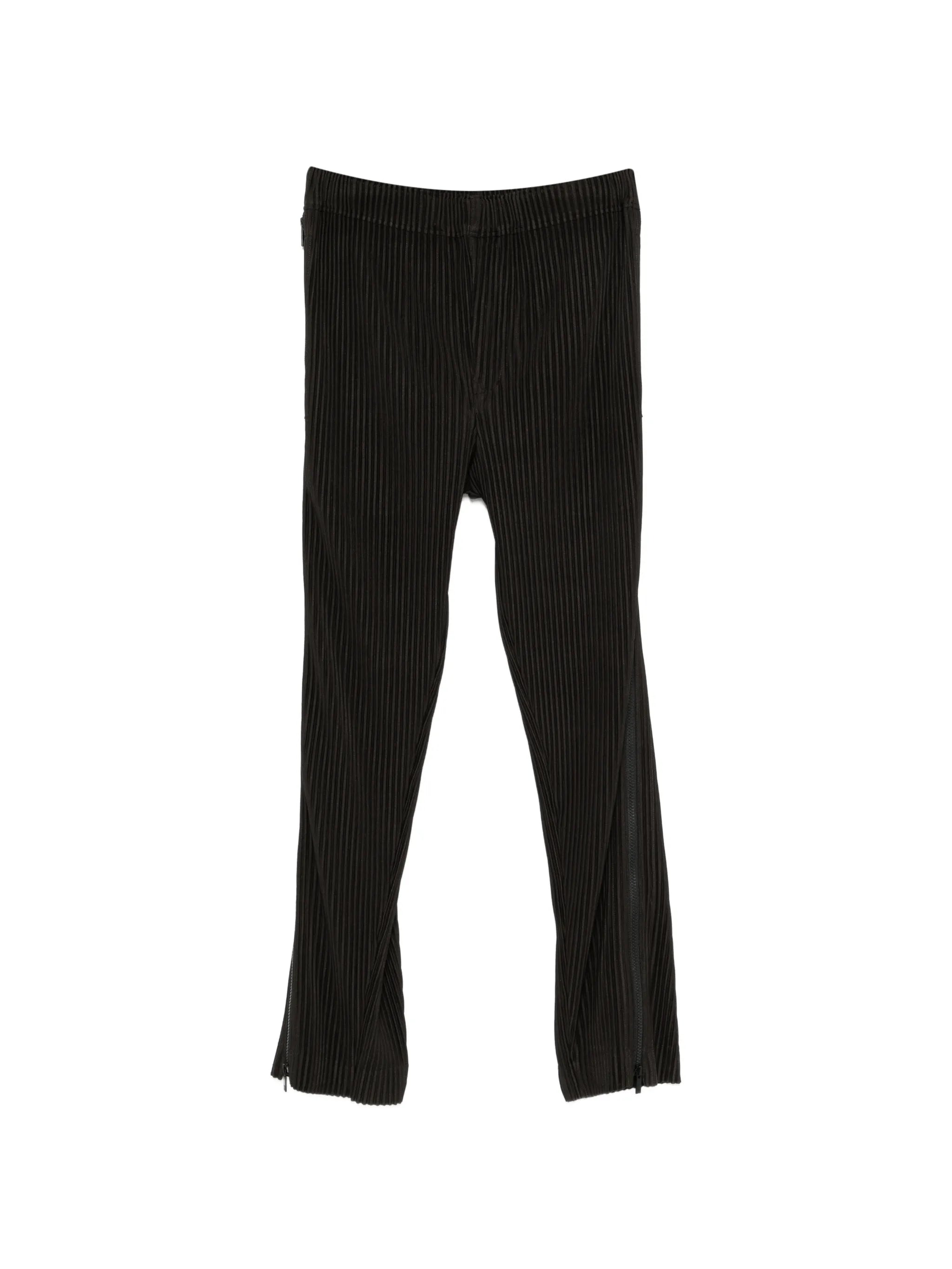 pleated-design zip-detailing trousers