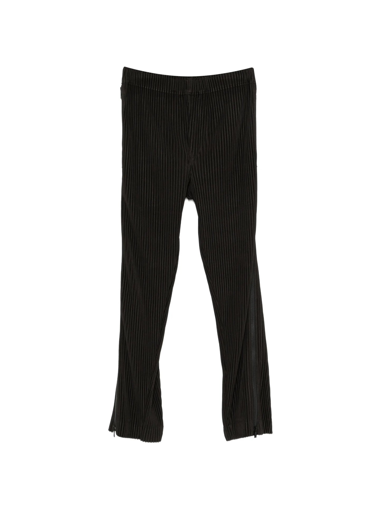 pleated-design zip-detailing trousers