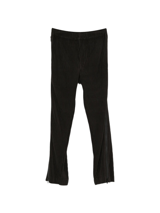 pleated-design zip-detailing trousers