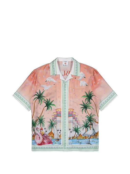 Ethereal Cuban-collar short-sleeved shirt
