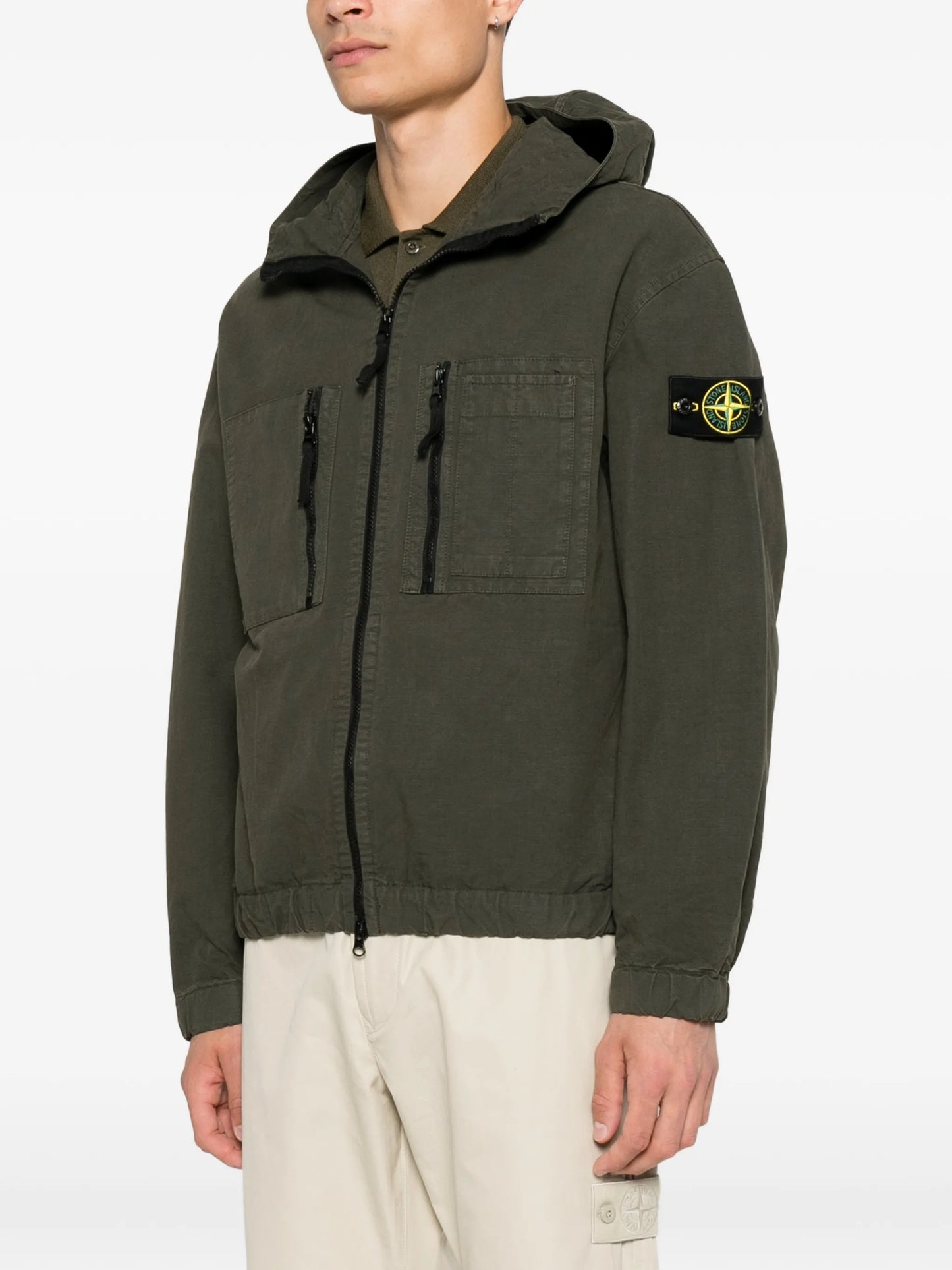 logo-patch hooded jacket