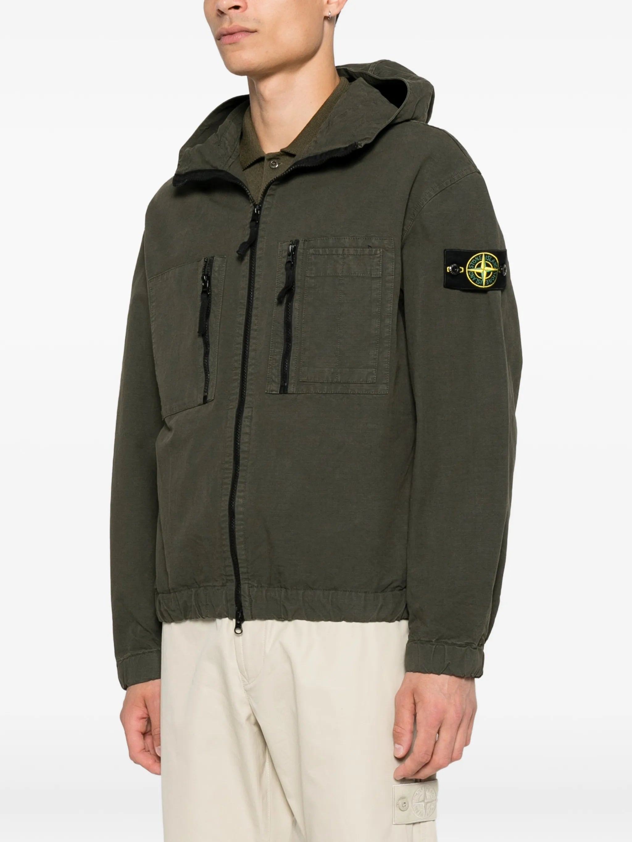 1200011 organic cotton ripstop comfort-fit hooded overshirt with zip pockets