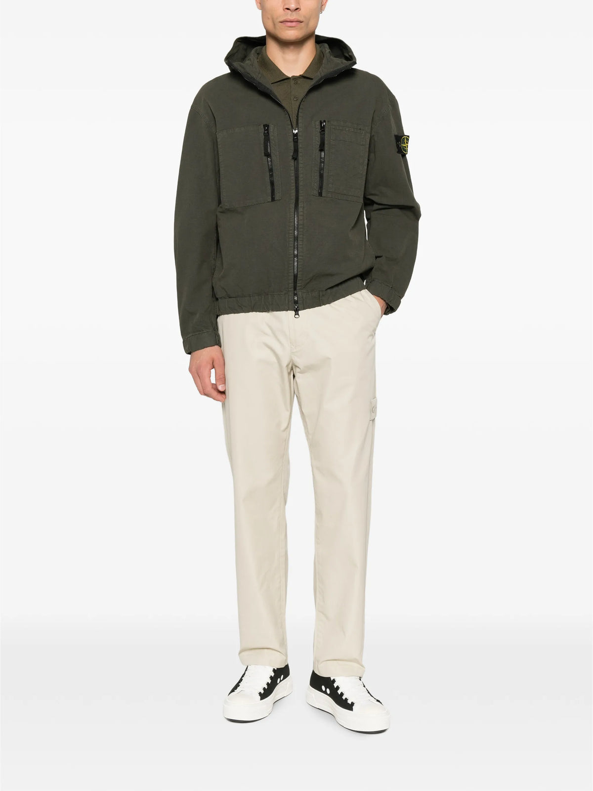1200011 organic cotton ripstop comfort-fit hooded overshirt with zip pockets