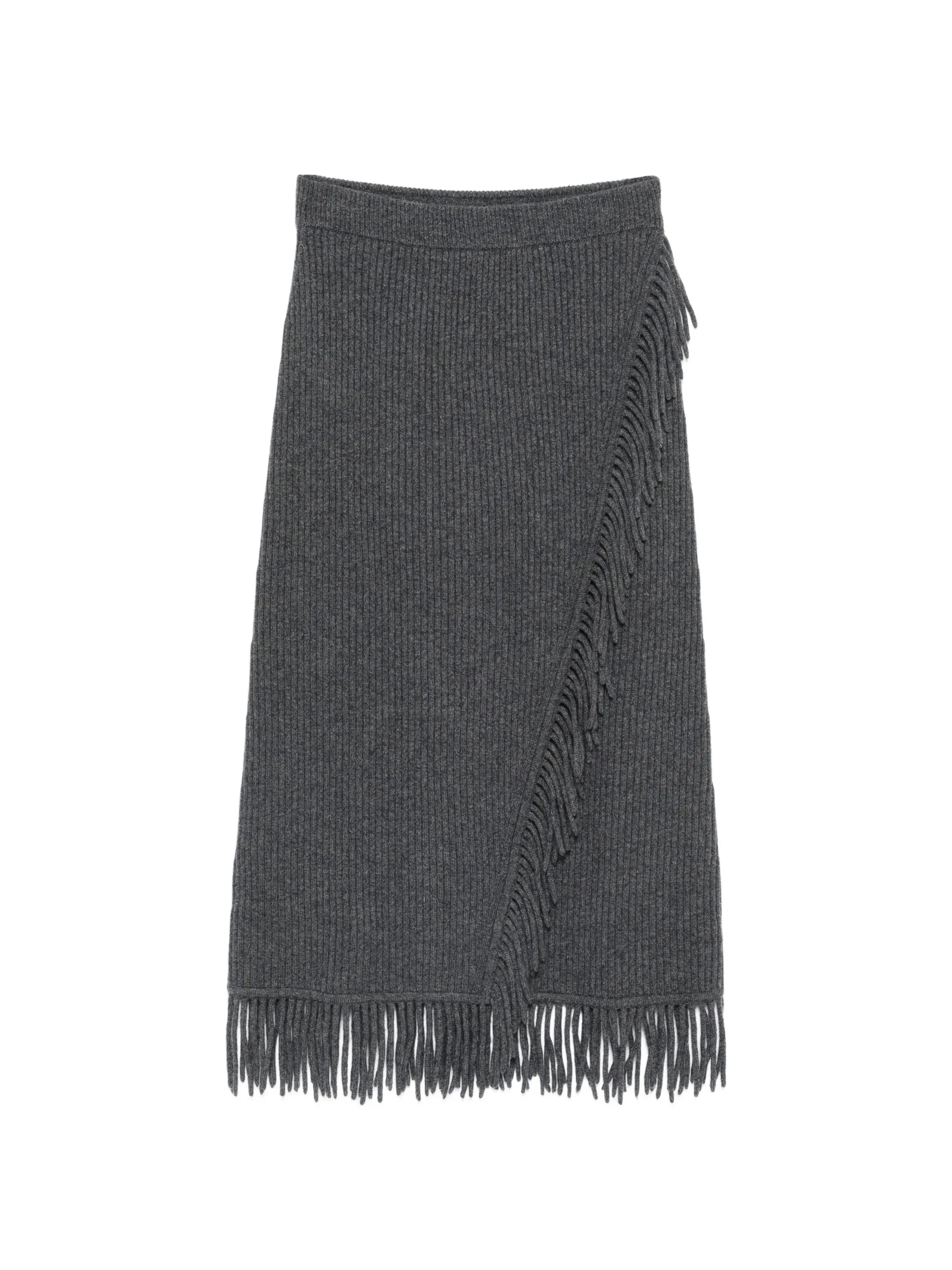 Casey fringe-trim ribbed midi skirt