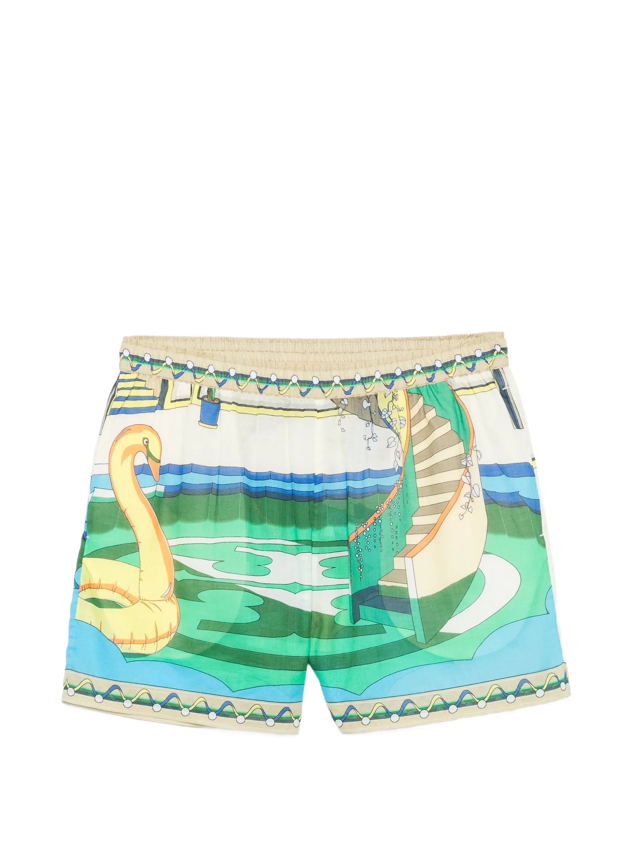 pool-print shorts