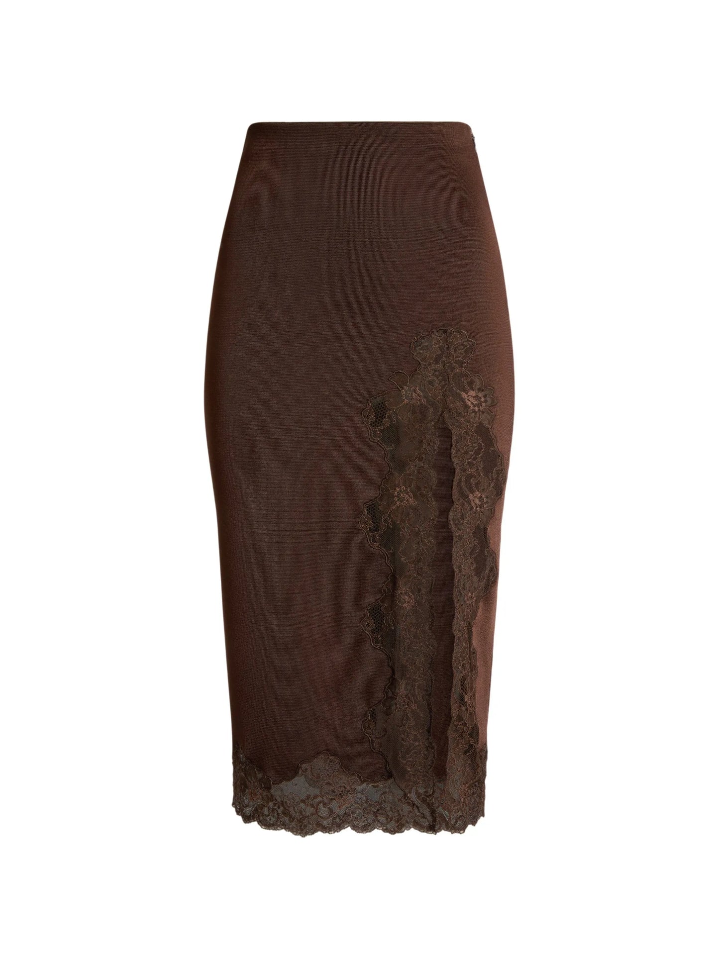 knit midi skirt with lace