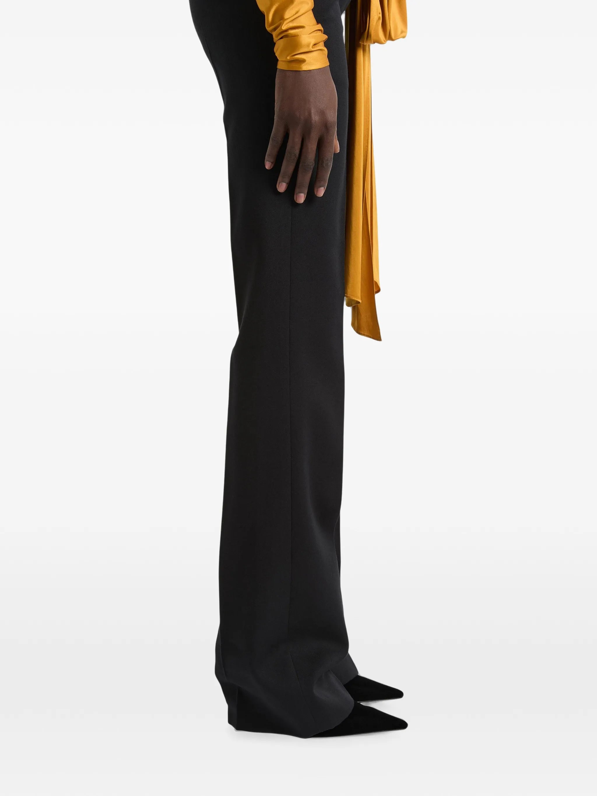low-waisted wool-satin trousers
