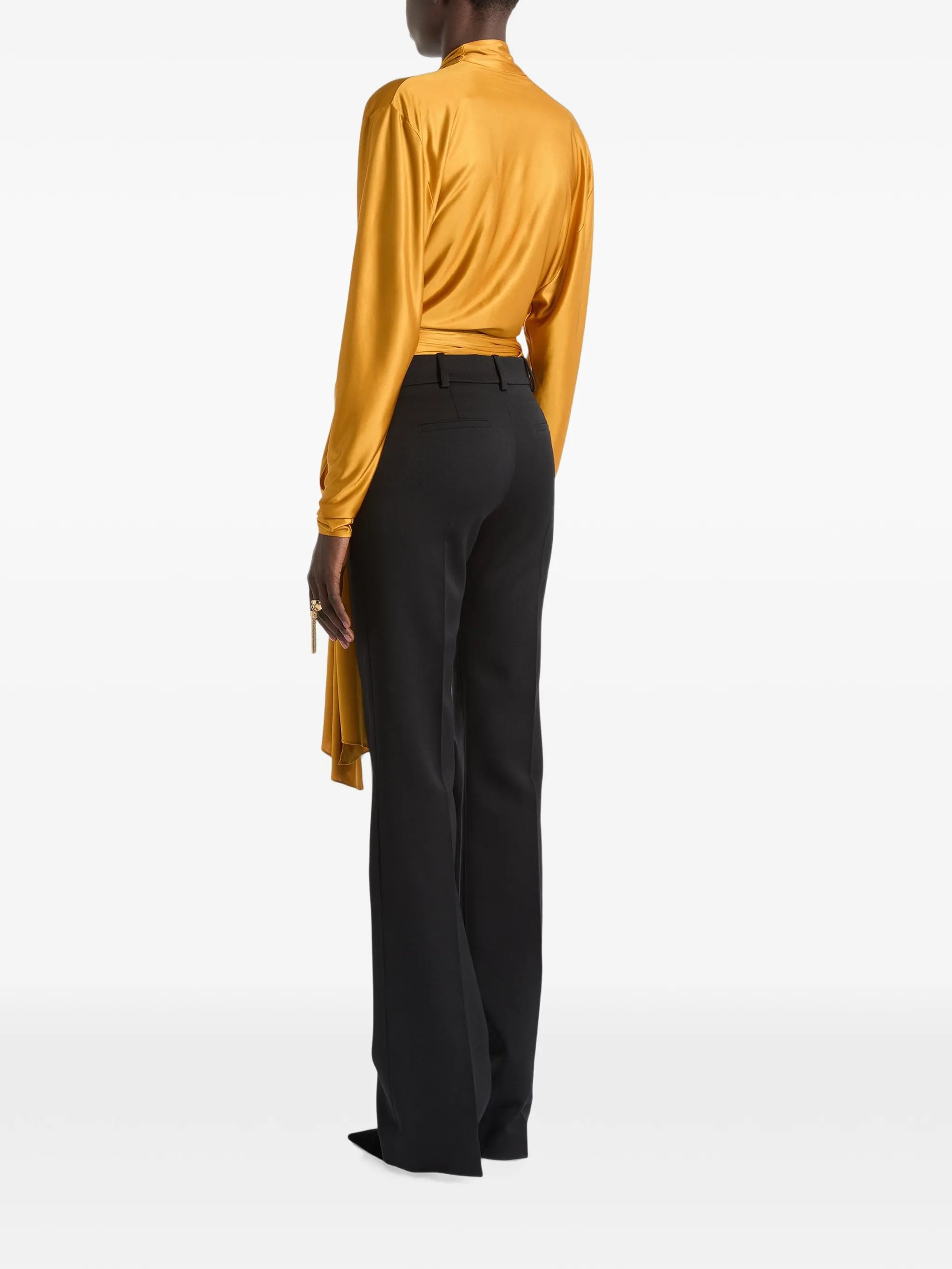 low-waisted wool-satin trousers