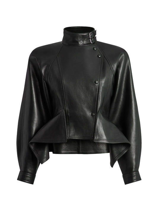lambskin peplum jacket