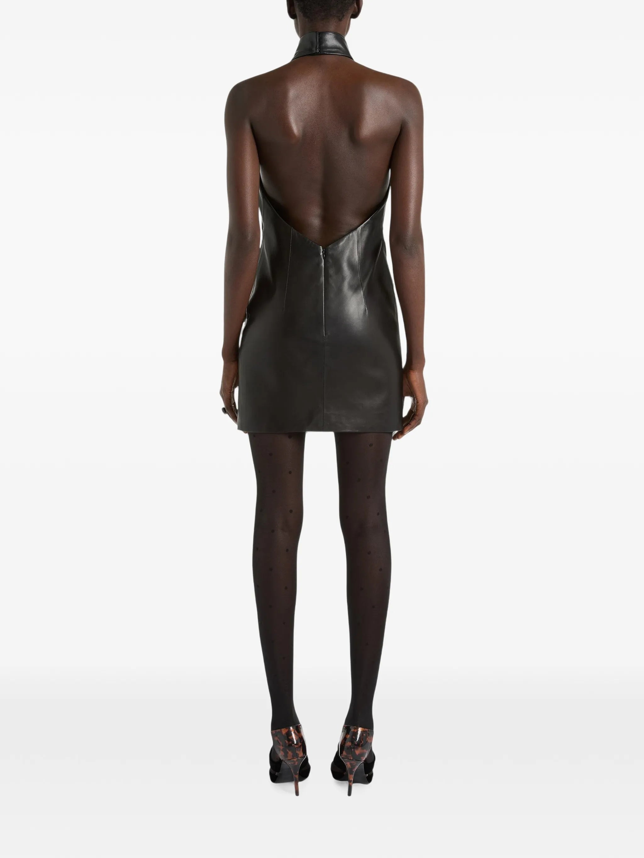 lambskin open-back dress