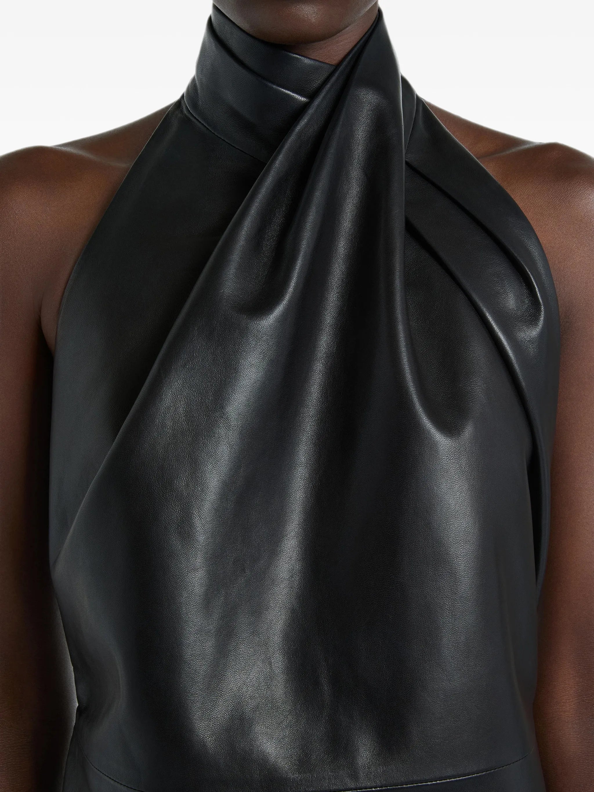 lambskin open-back dress