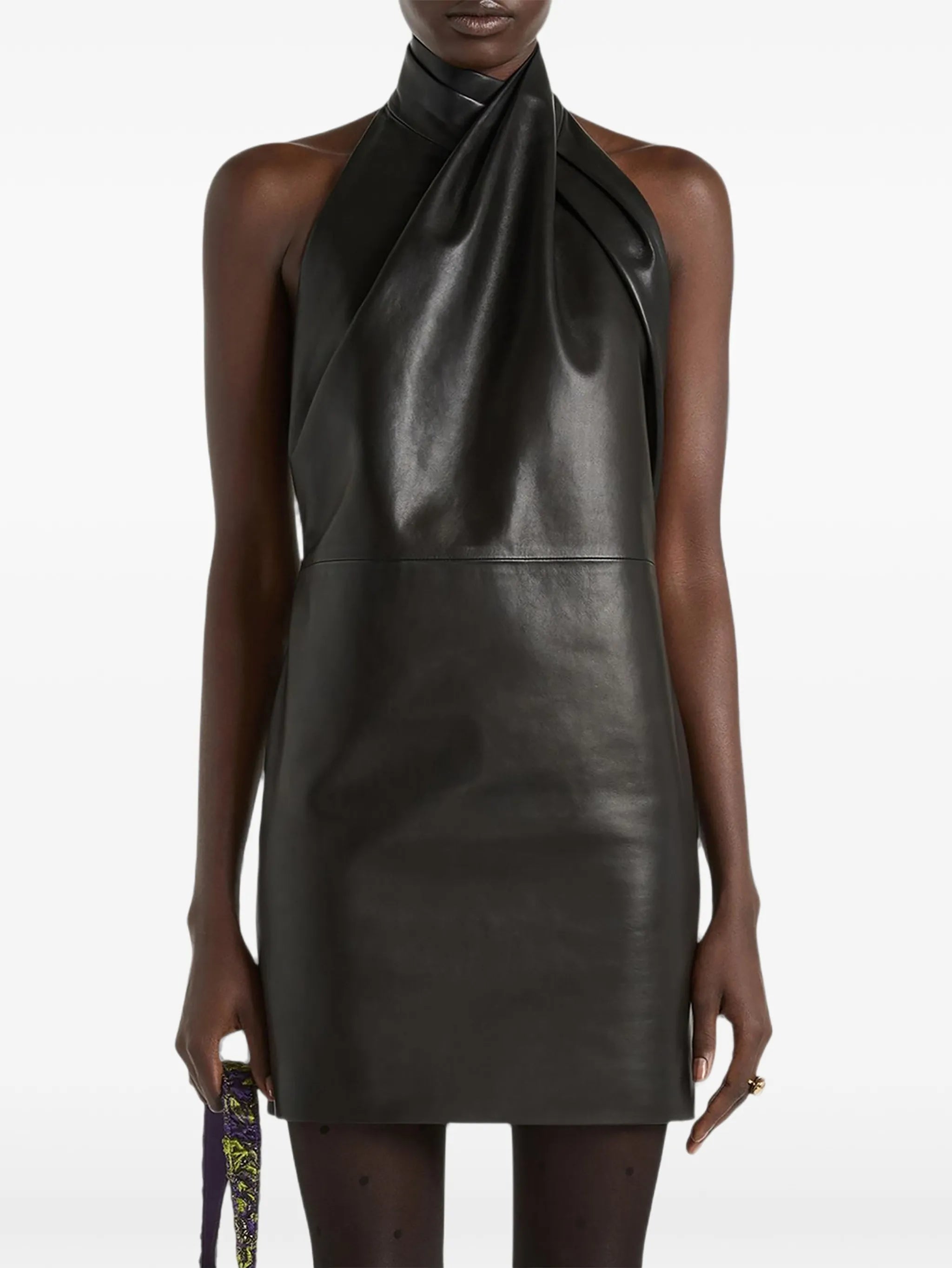 lambskin open-back dress
