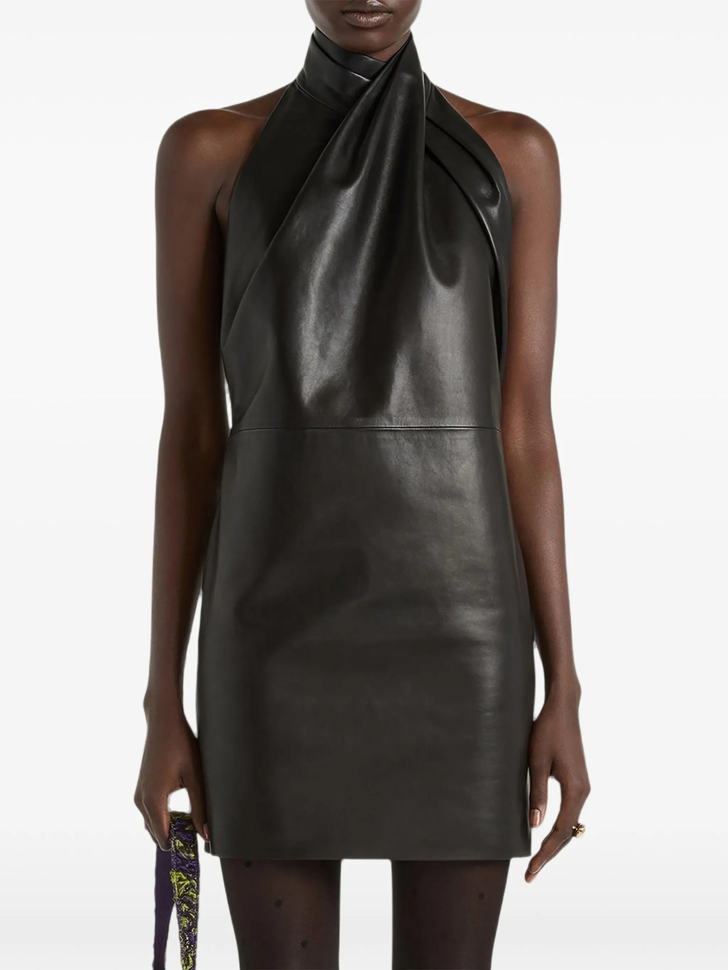 lambskin open-back dress
