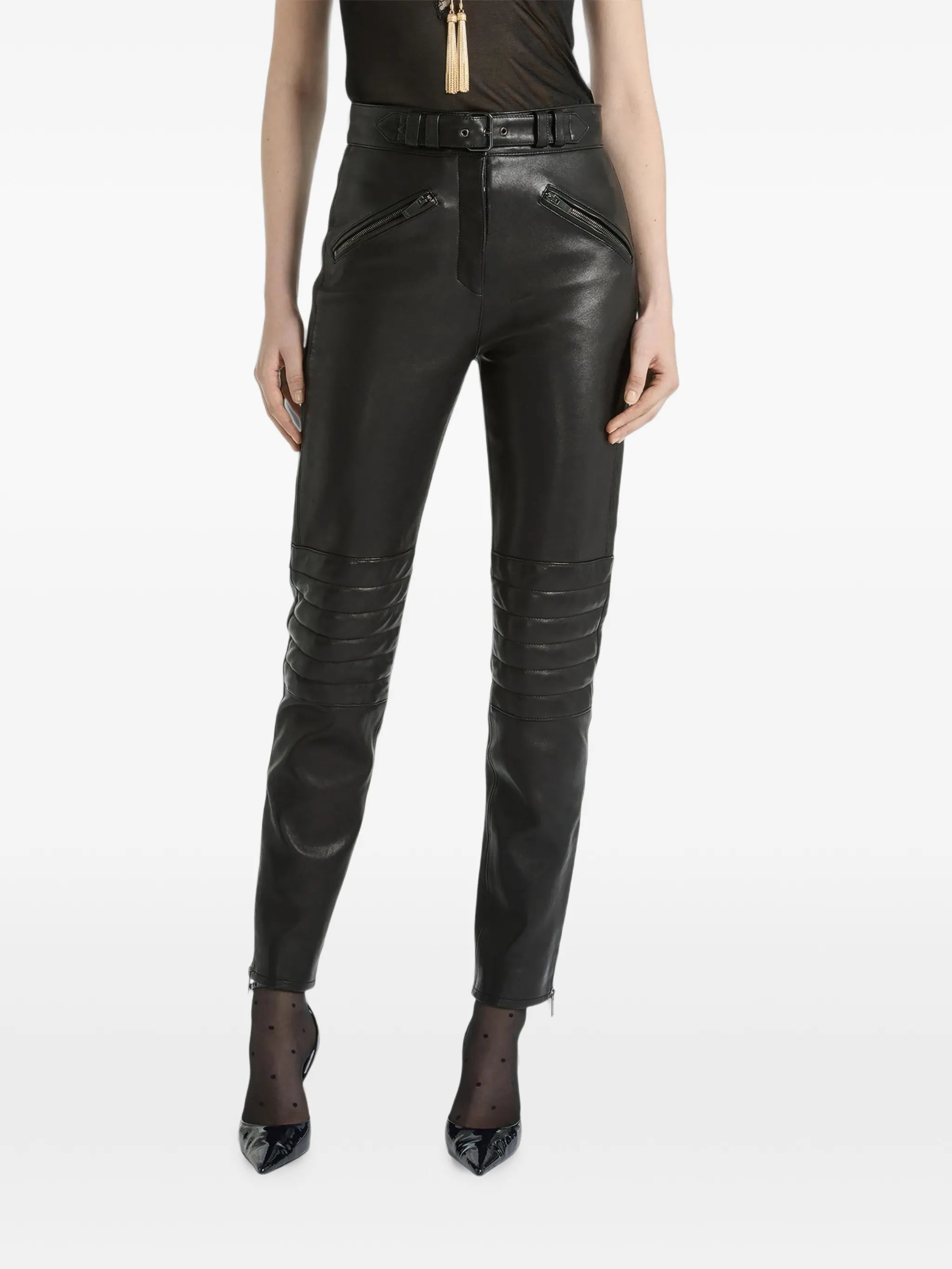 lambskin biker pants