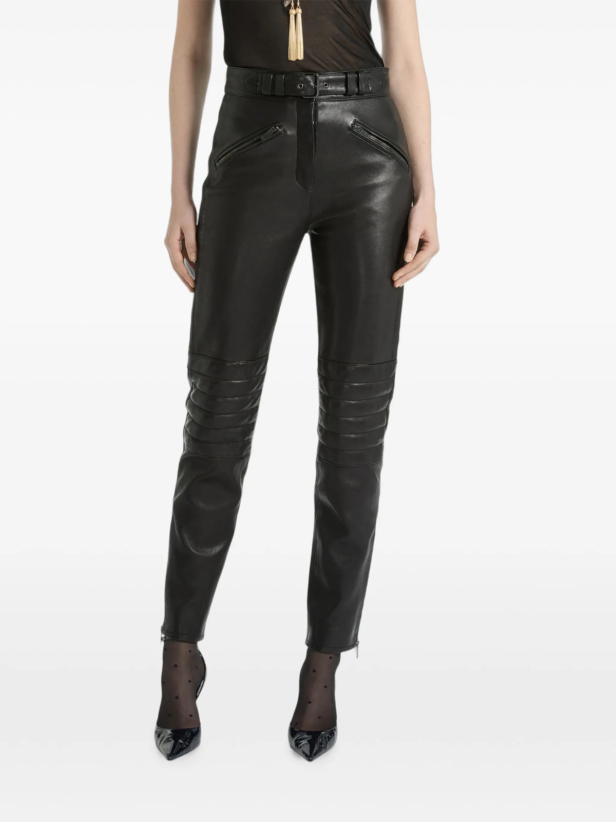lambskin biker pants