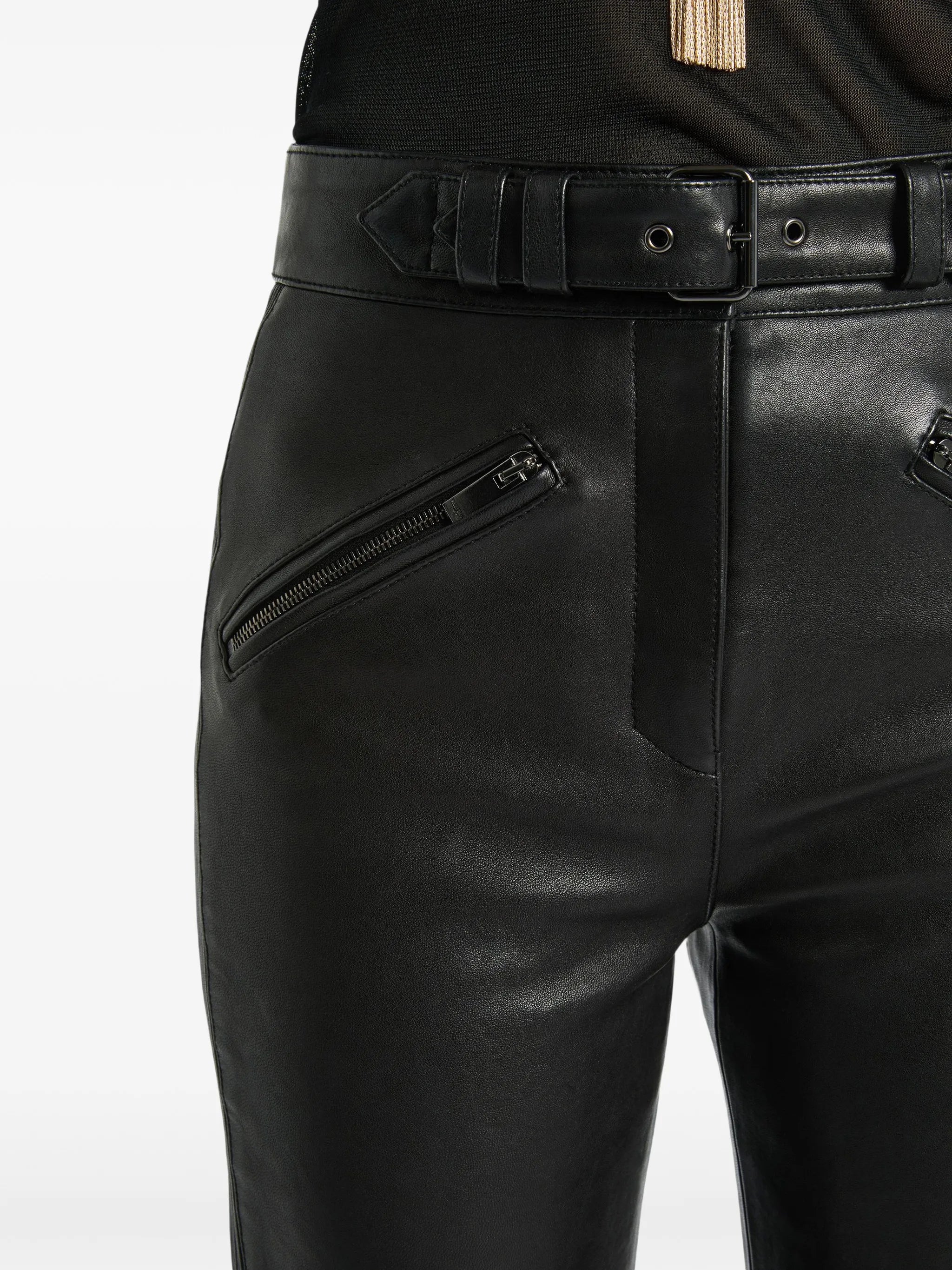 lambskin biker pants