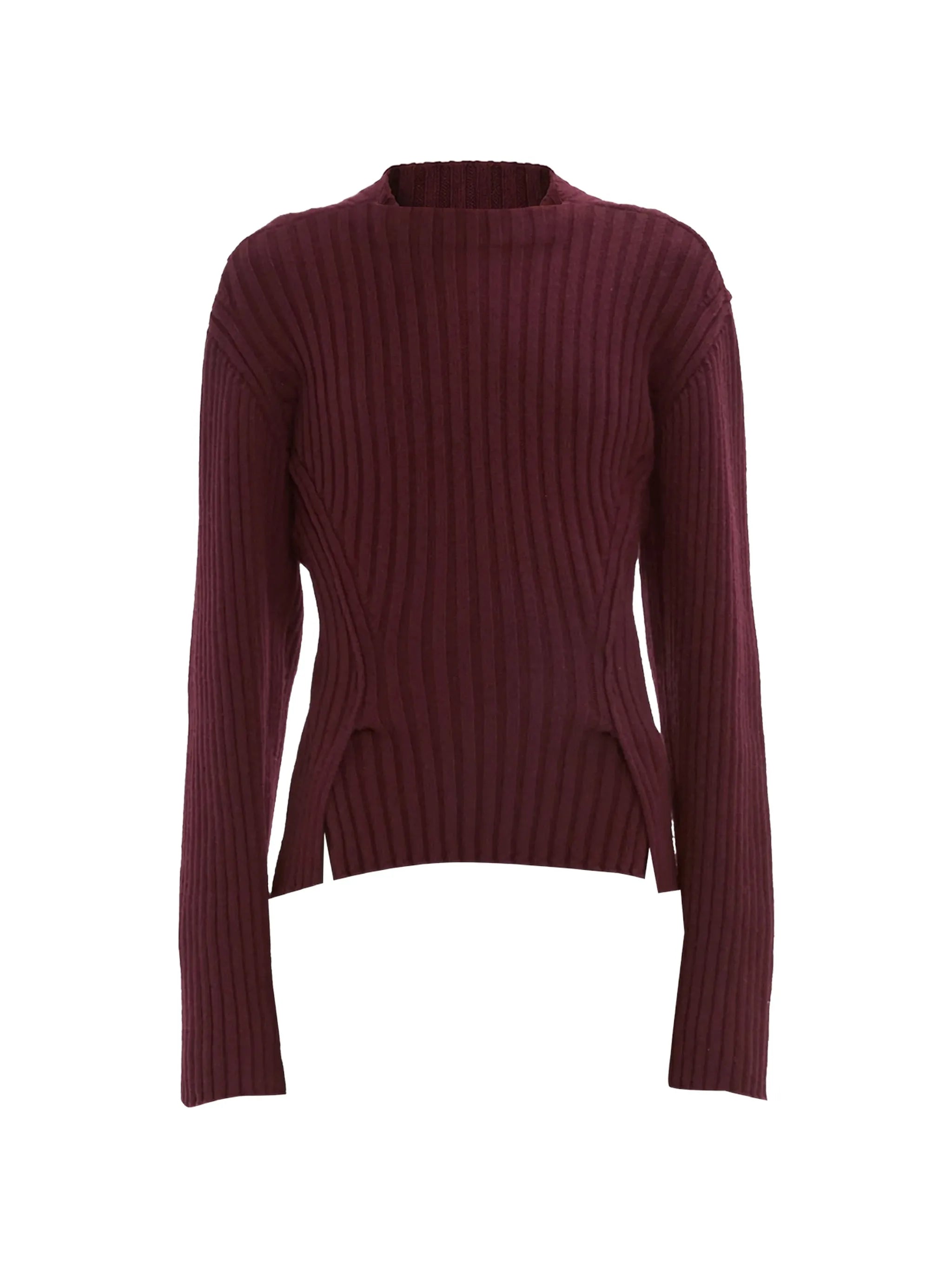 ribbed-knit side-slit sweater