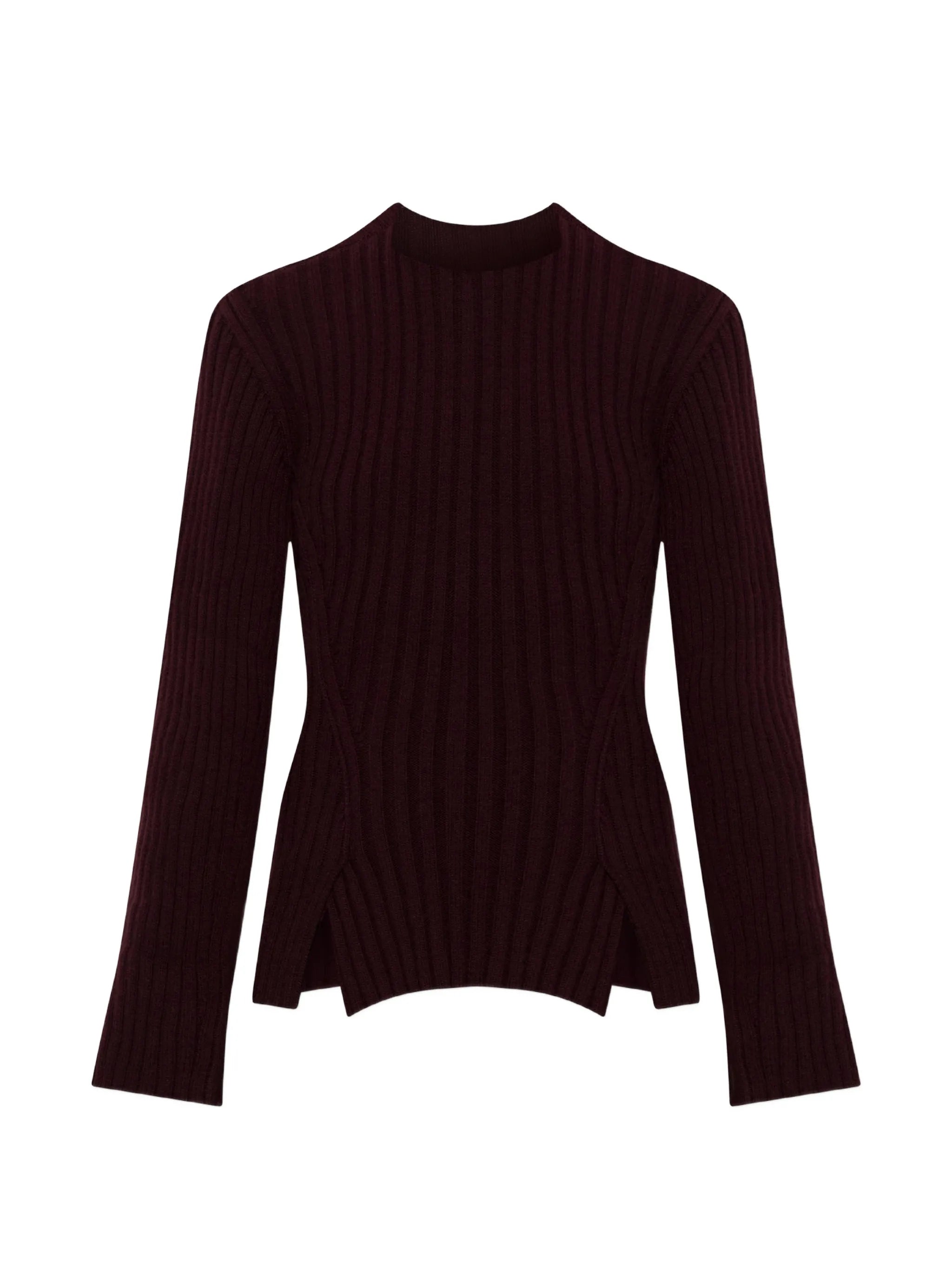 ribbed-knit side-slit sweater
