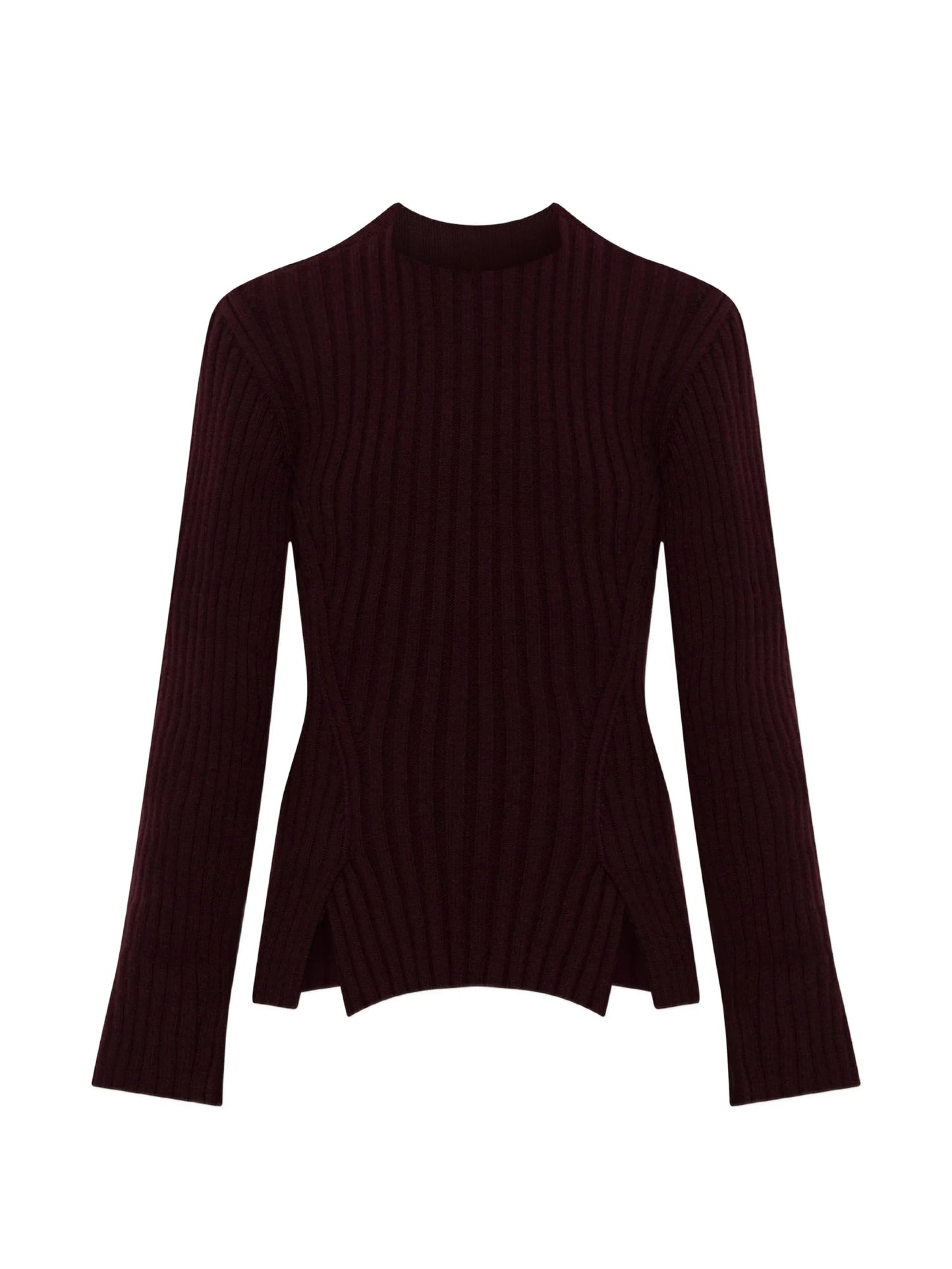 ribbed-knit side-slit sweater