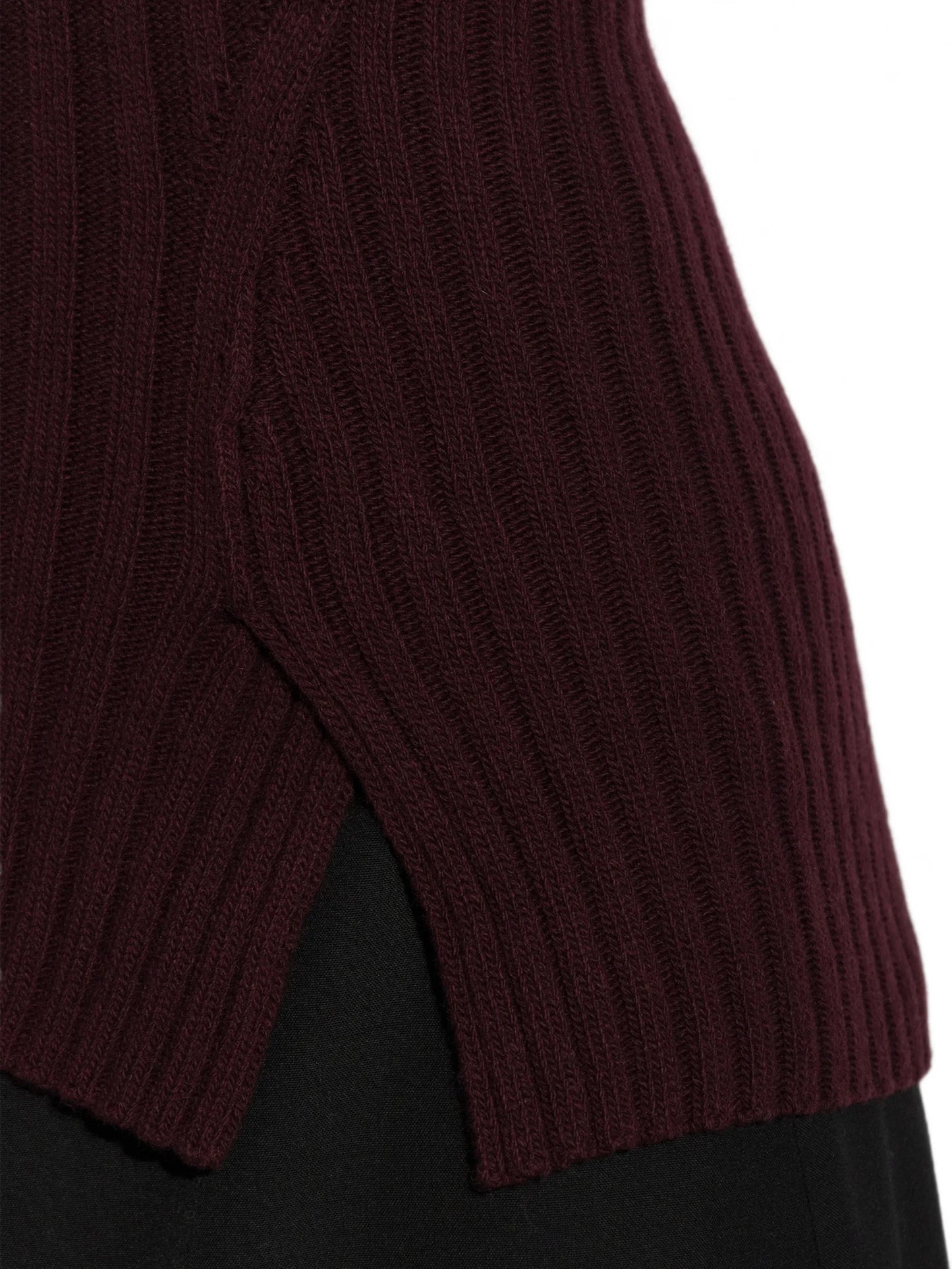 ribbed-knit side-slit sweater