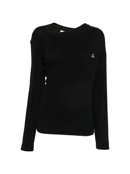 Orb-embroidered asymmetric sweater