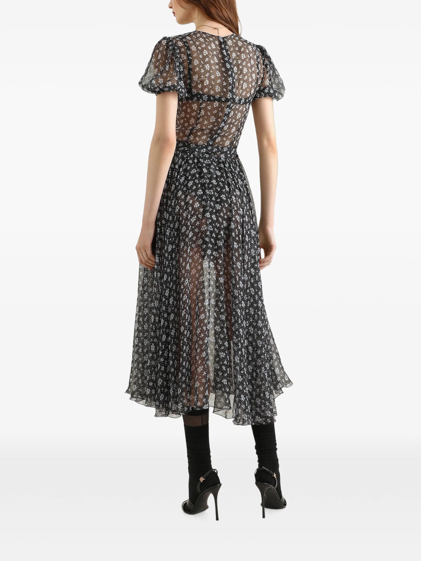 floral print chiffon dress