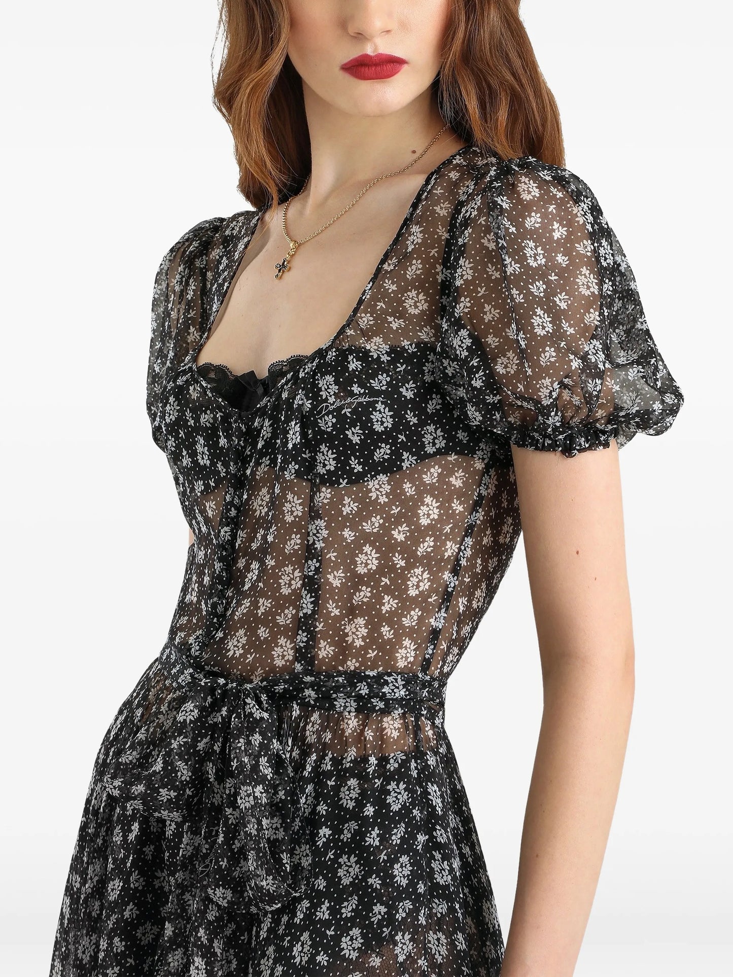floral print chiffon dress