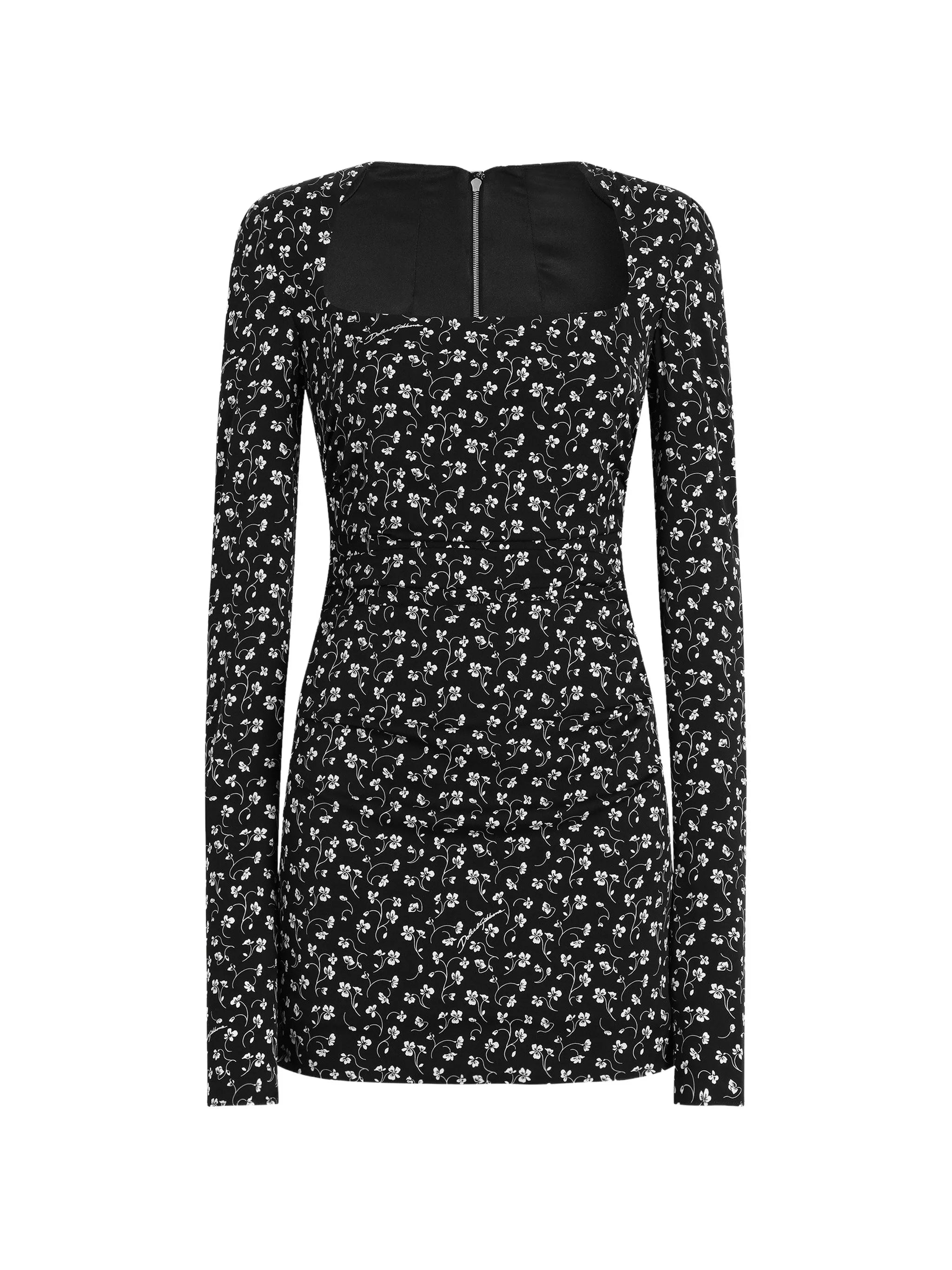 four-leaf clover-print charmeuse dress