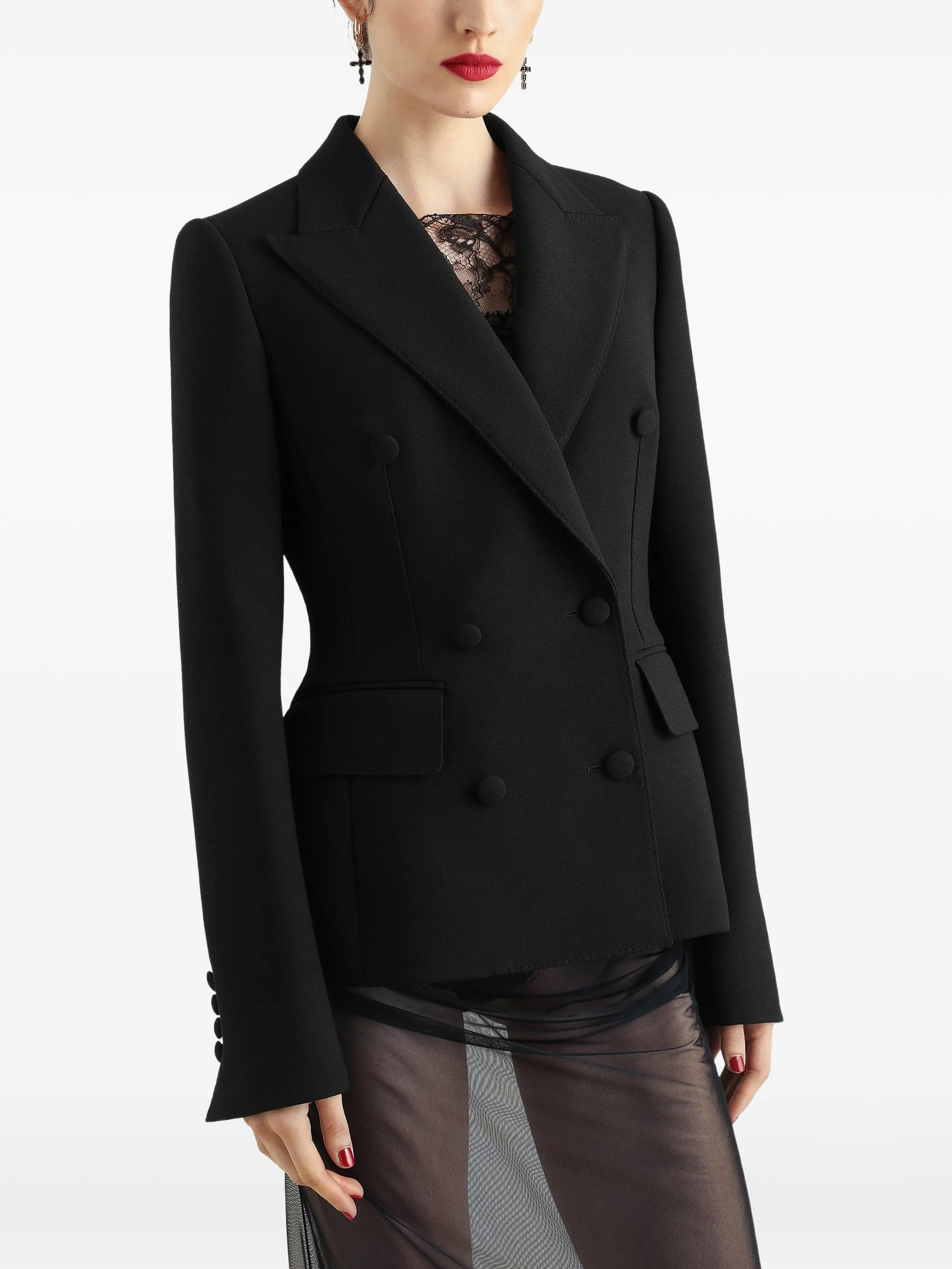 double-breasted jacket in double wool crêpe