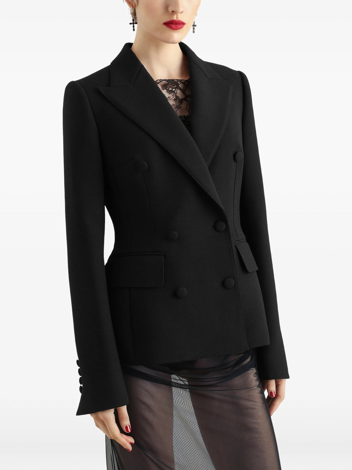 double-breasted jacket in double wool crêpe