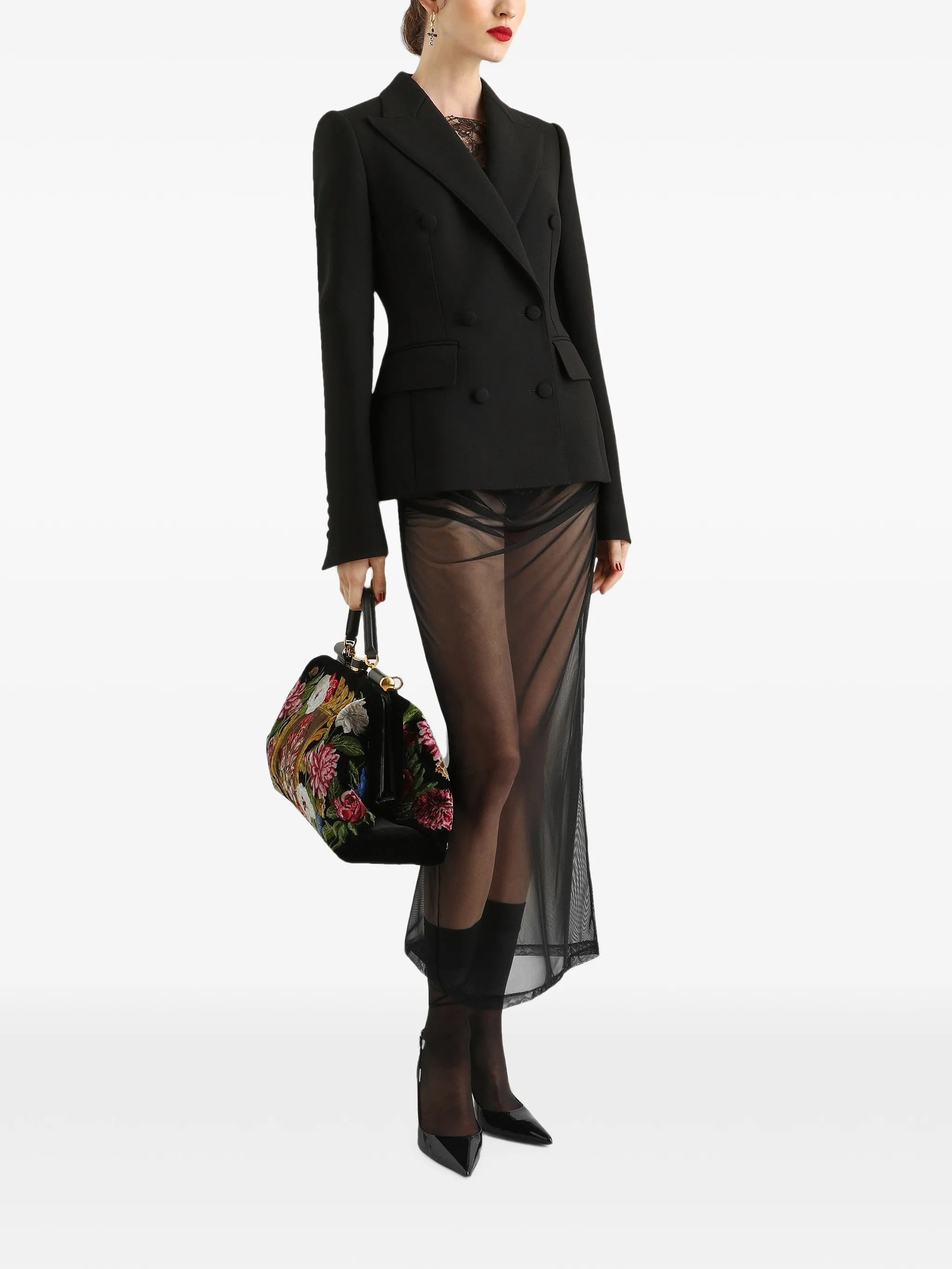 double-breasted jacket in double wool crêpe