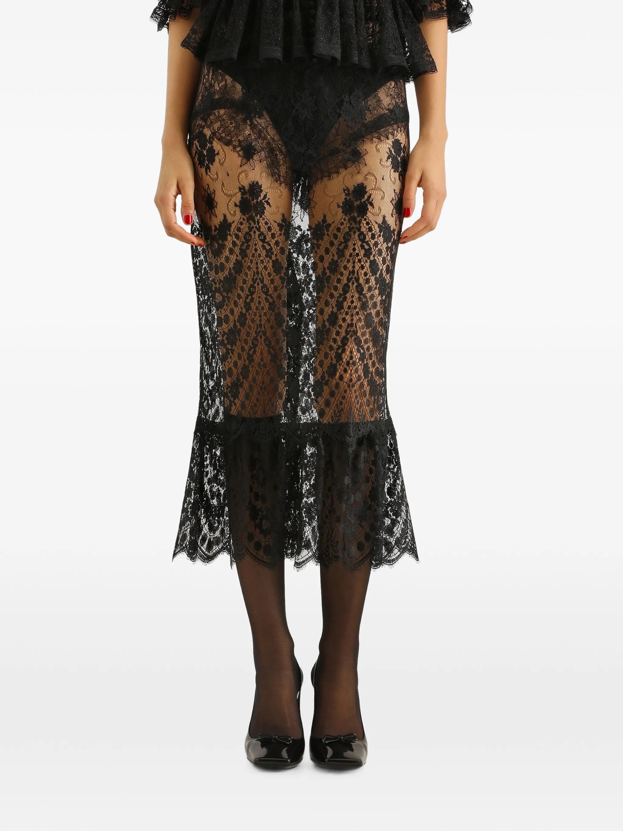 Chantilly lace midi skirt
