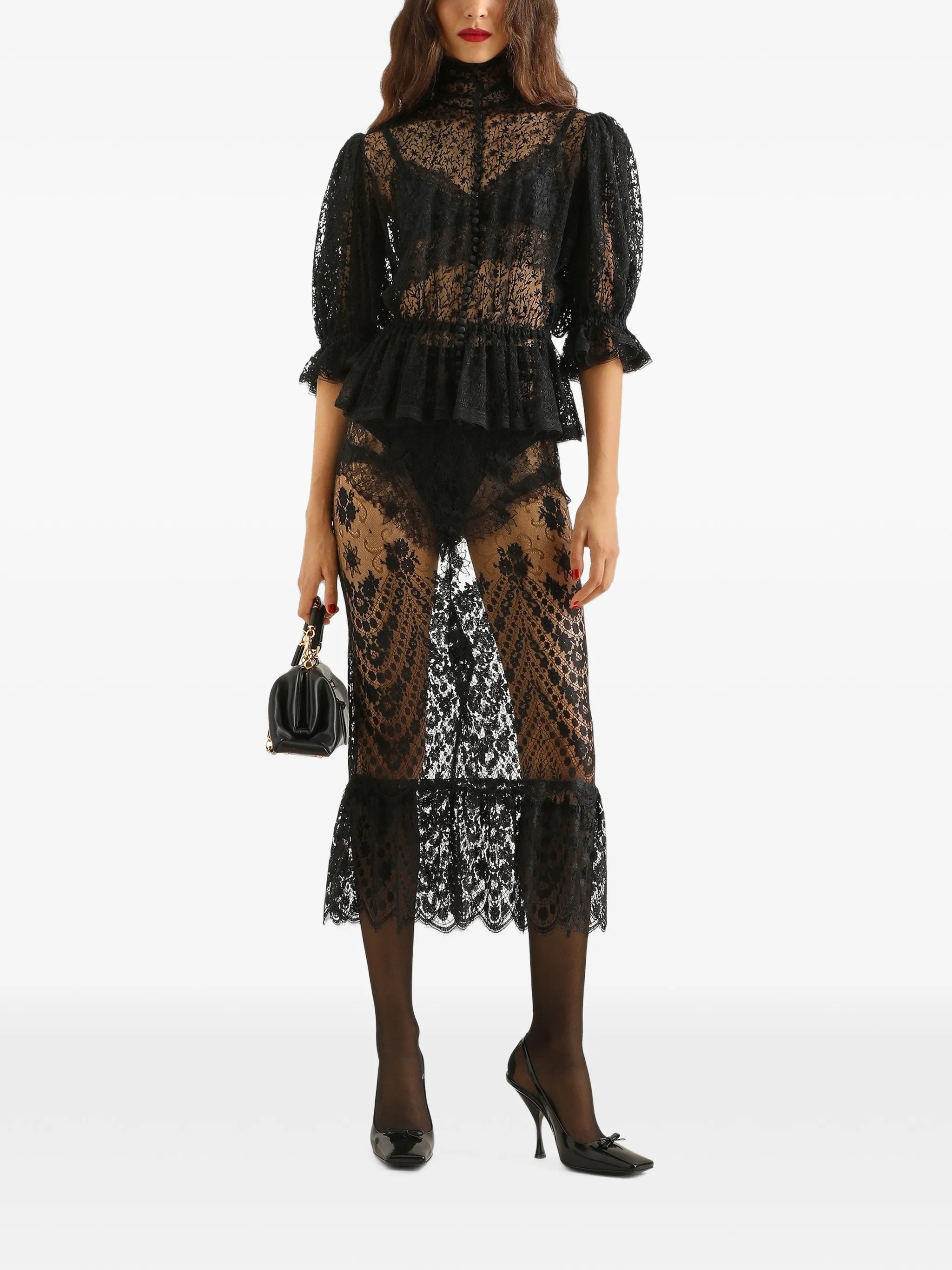 Chantilly lace midi skirt