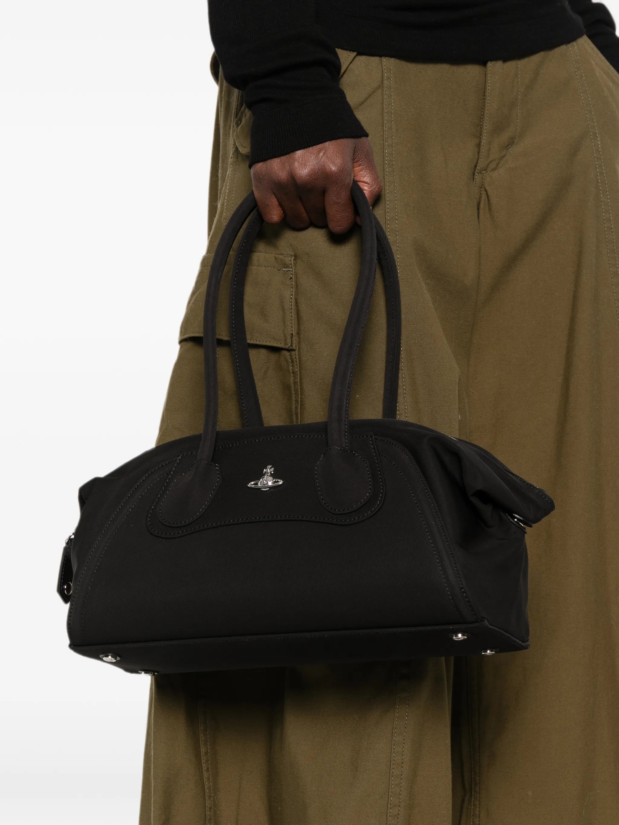Orb-plaque shoulder bag