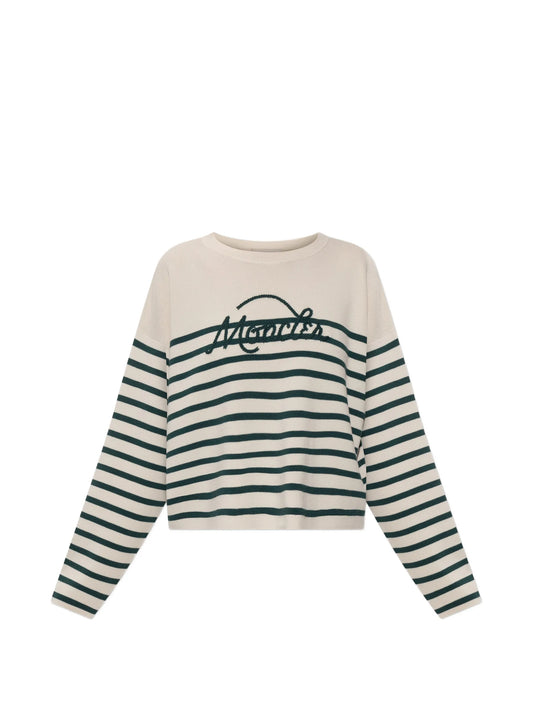logo-embroidered striped sweater