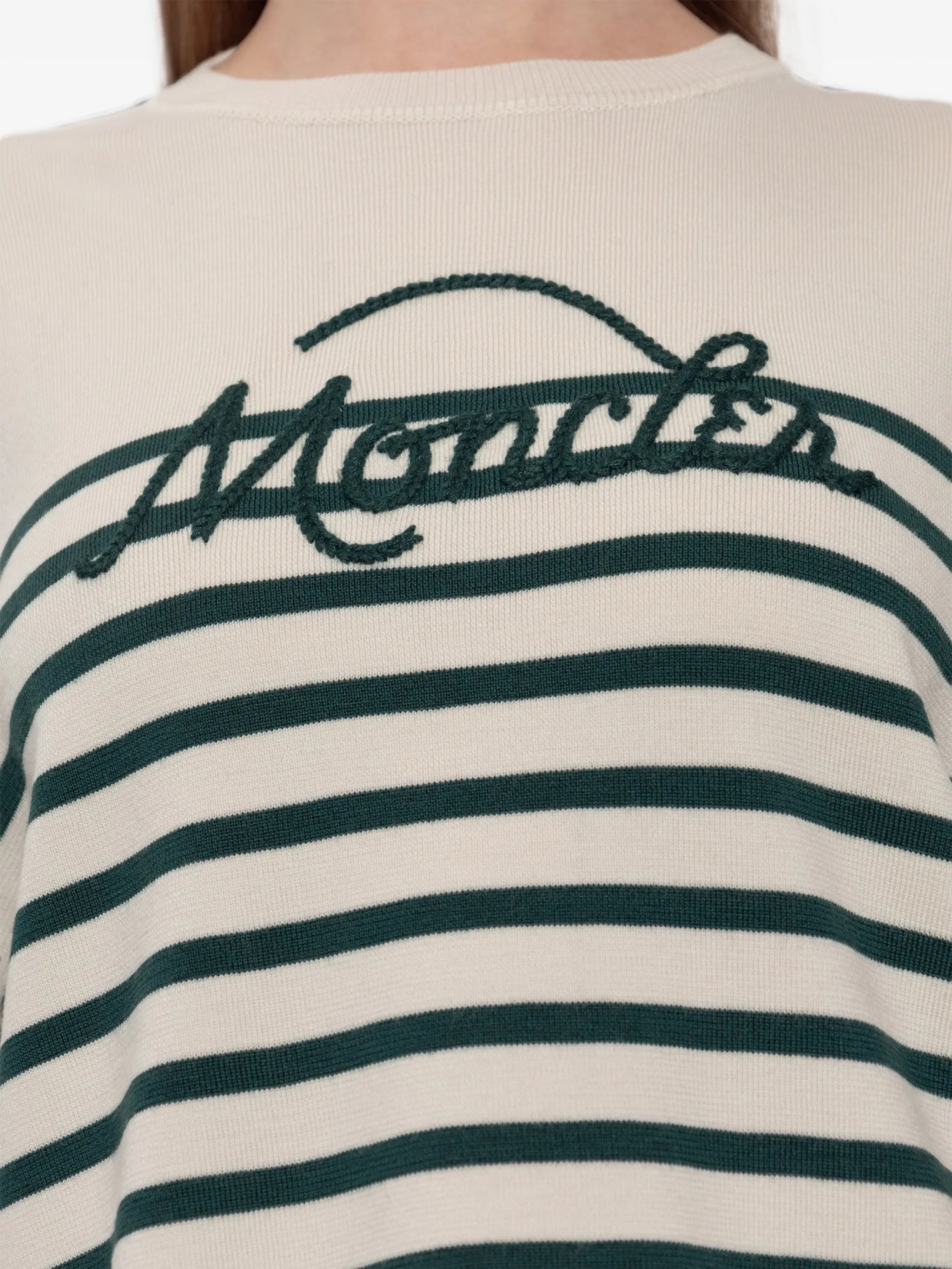 logo-embroidered striped sweater