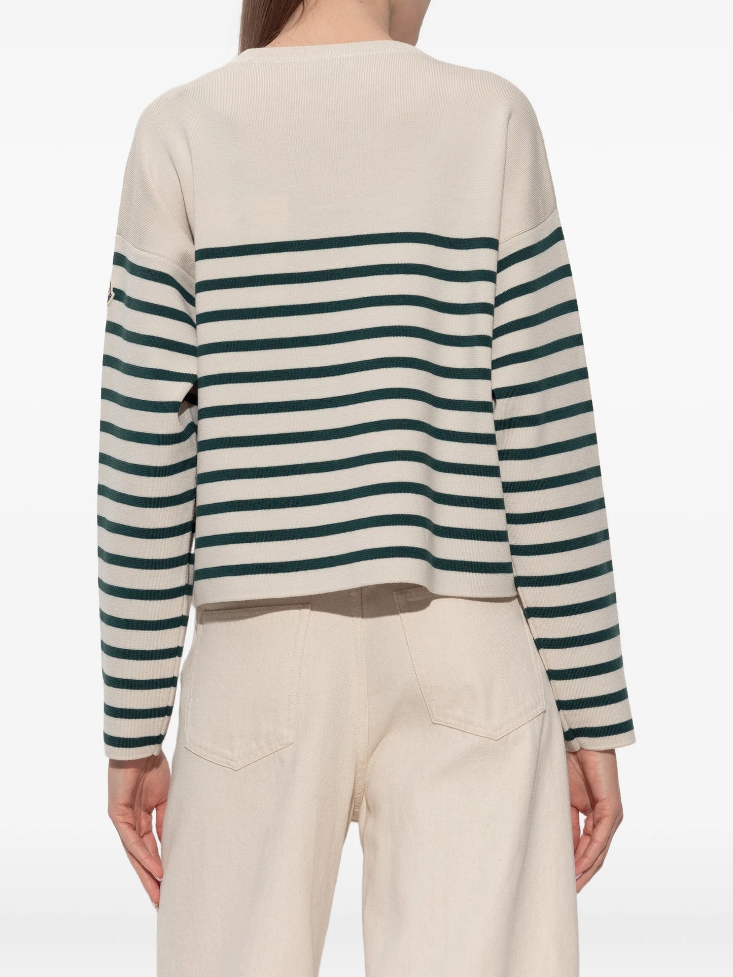 logo-embroidered striped sweater