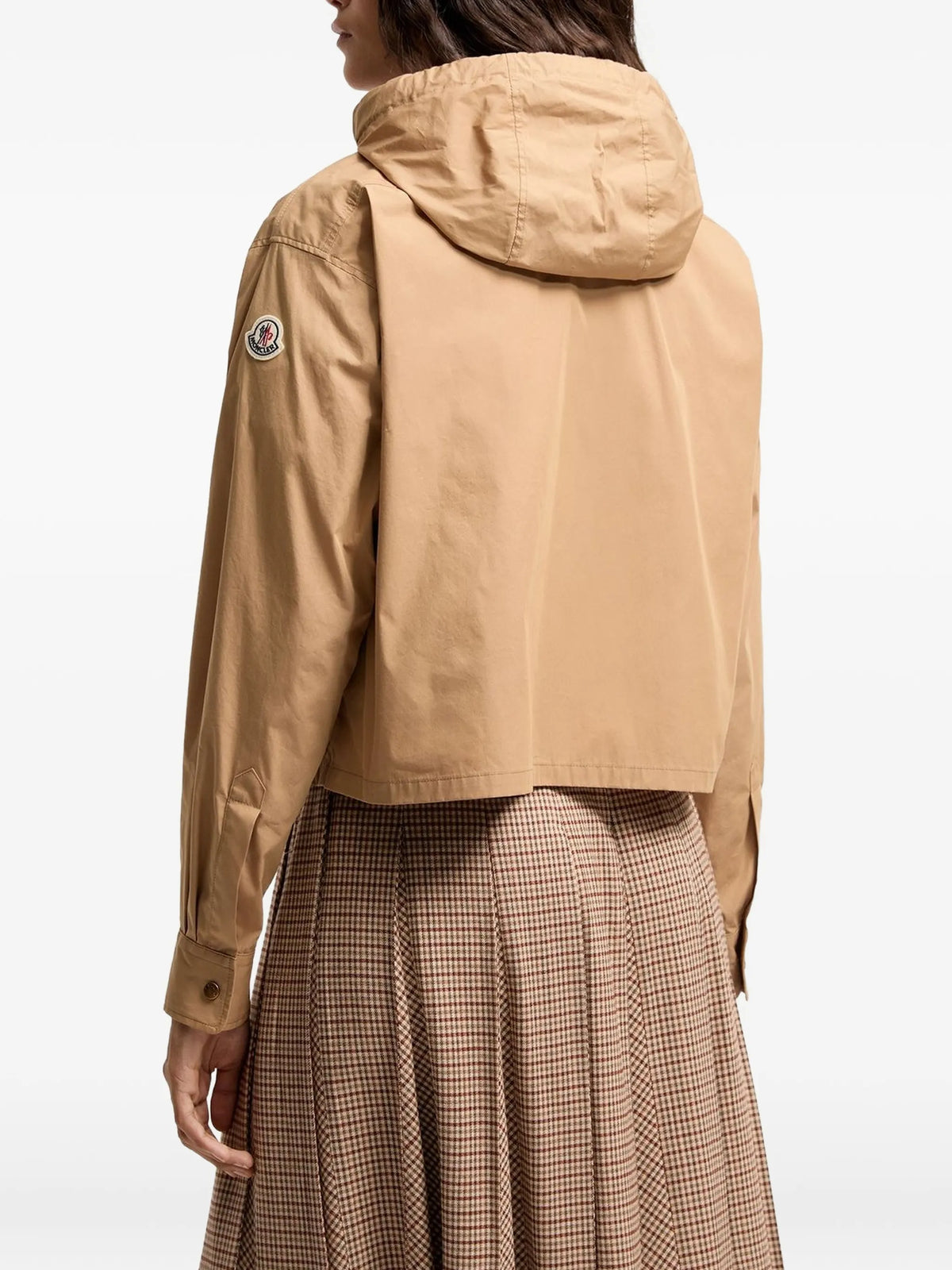 cotton blend hooded shirt jacket