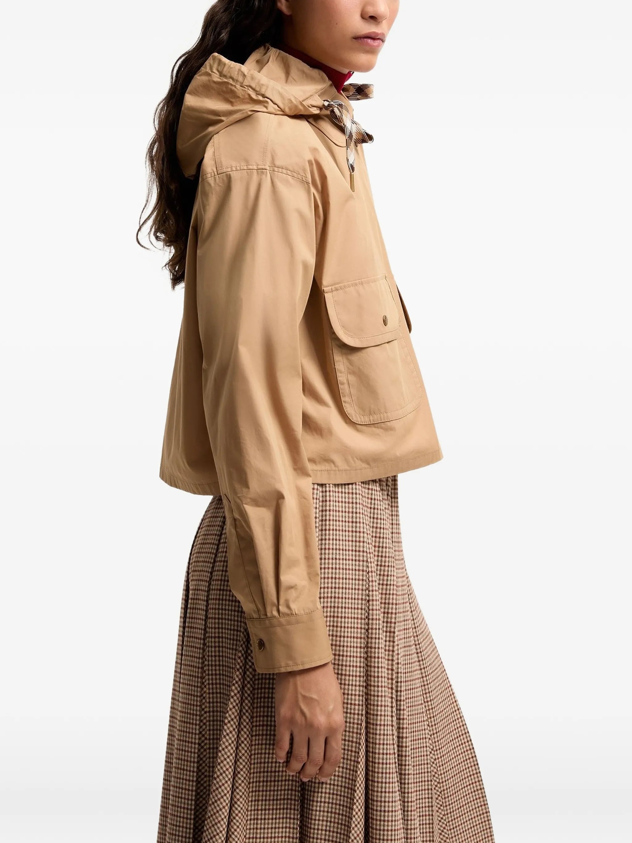 cotton blend hooded shirt jacket