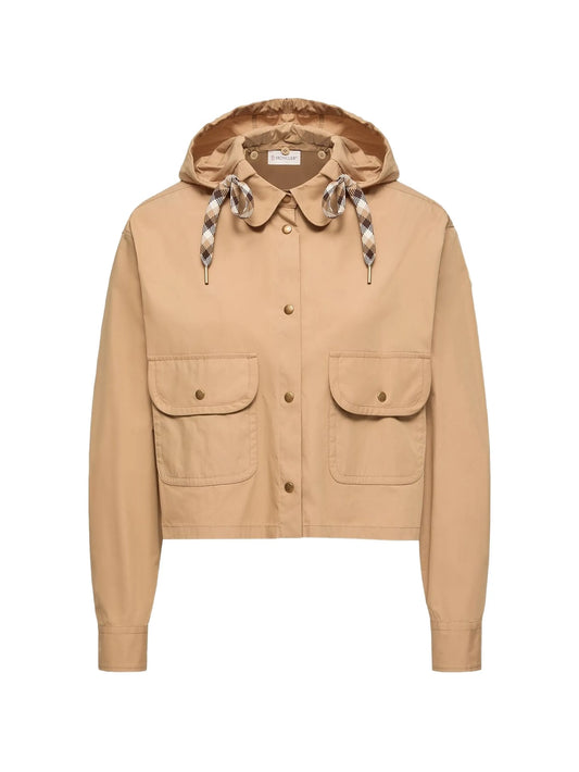 cotton blend hooded shirt jacket