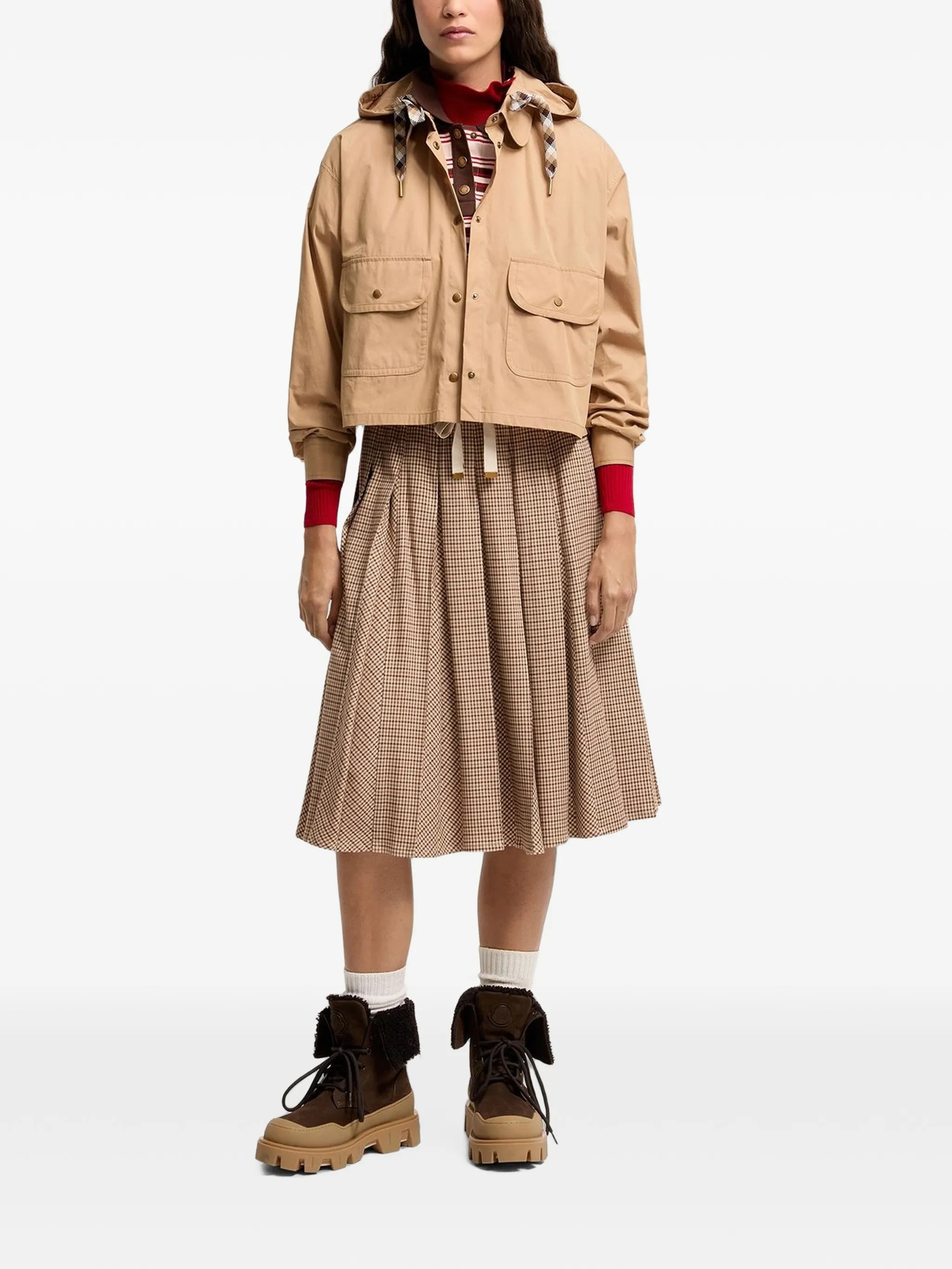 cotton blend hooded shirt jacket