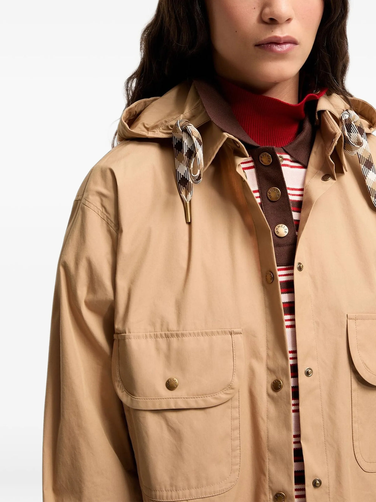 cotton blend hooded shirt jacket