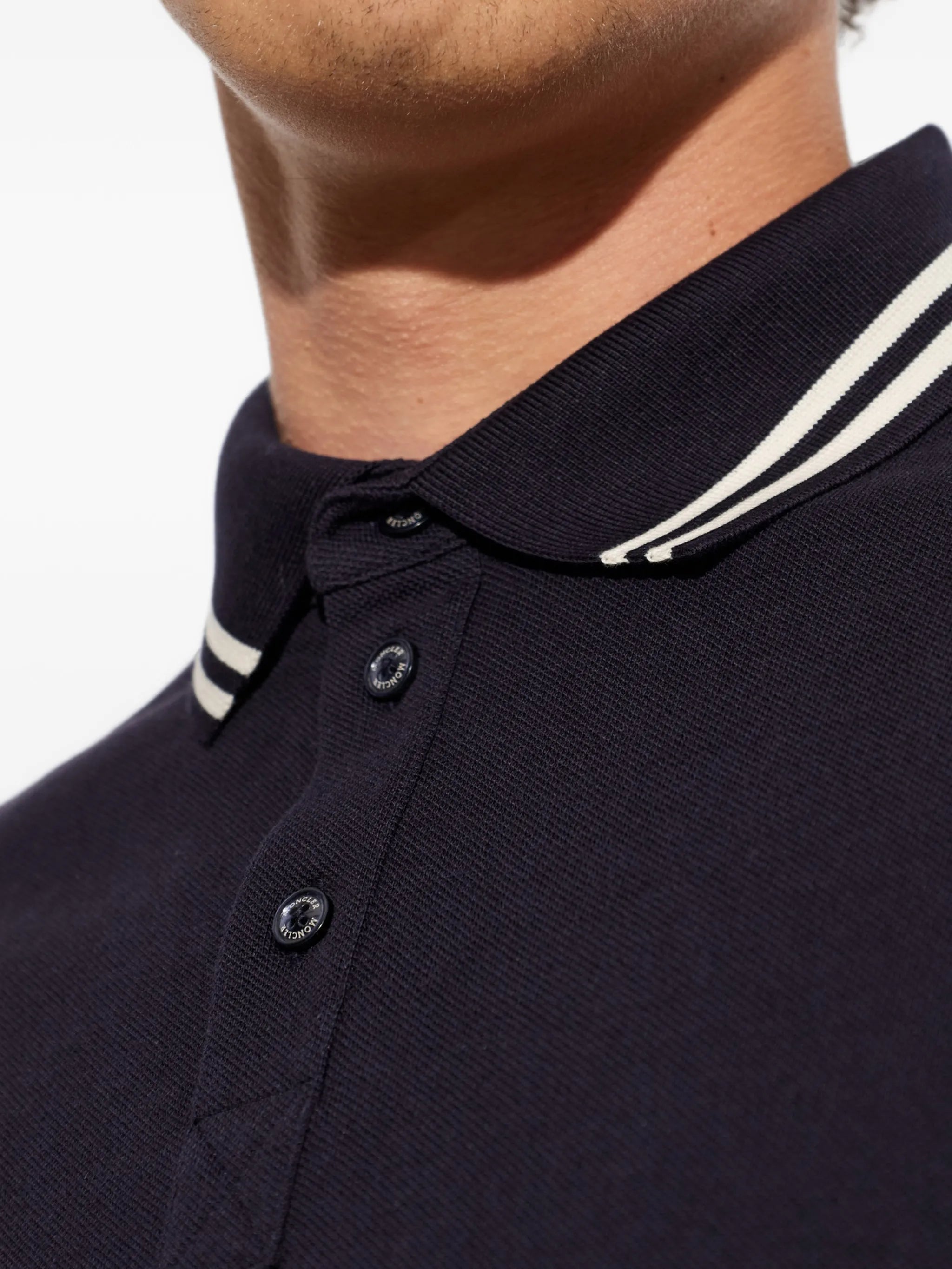 striped-trim logo-patch polo shirt