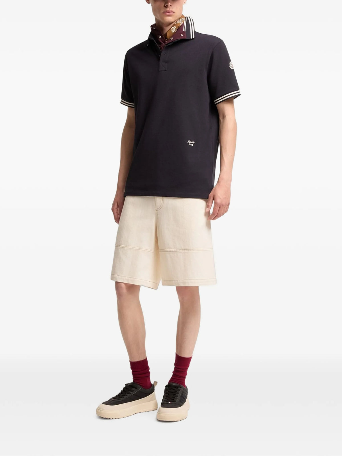striped trim cotton piqué polo shirt