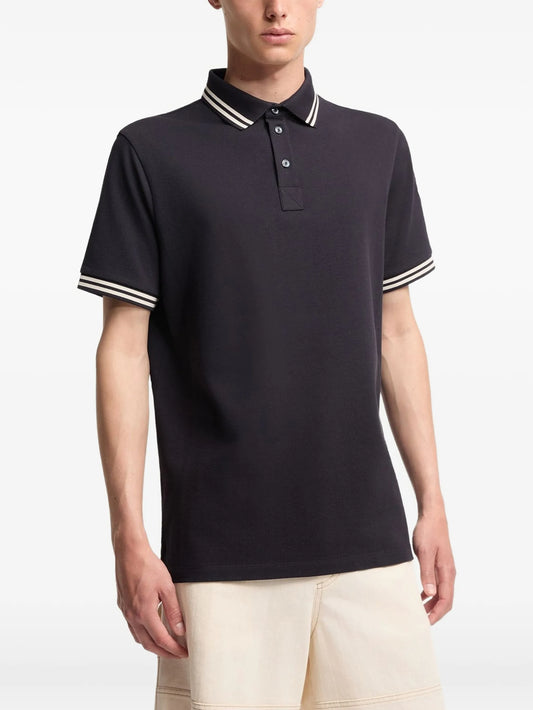 striped trim cotton piquet polo shirt