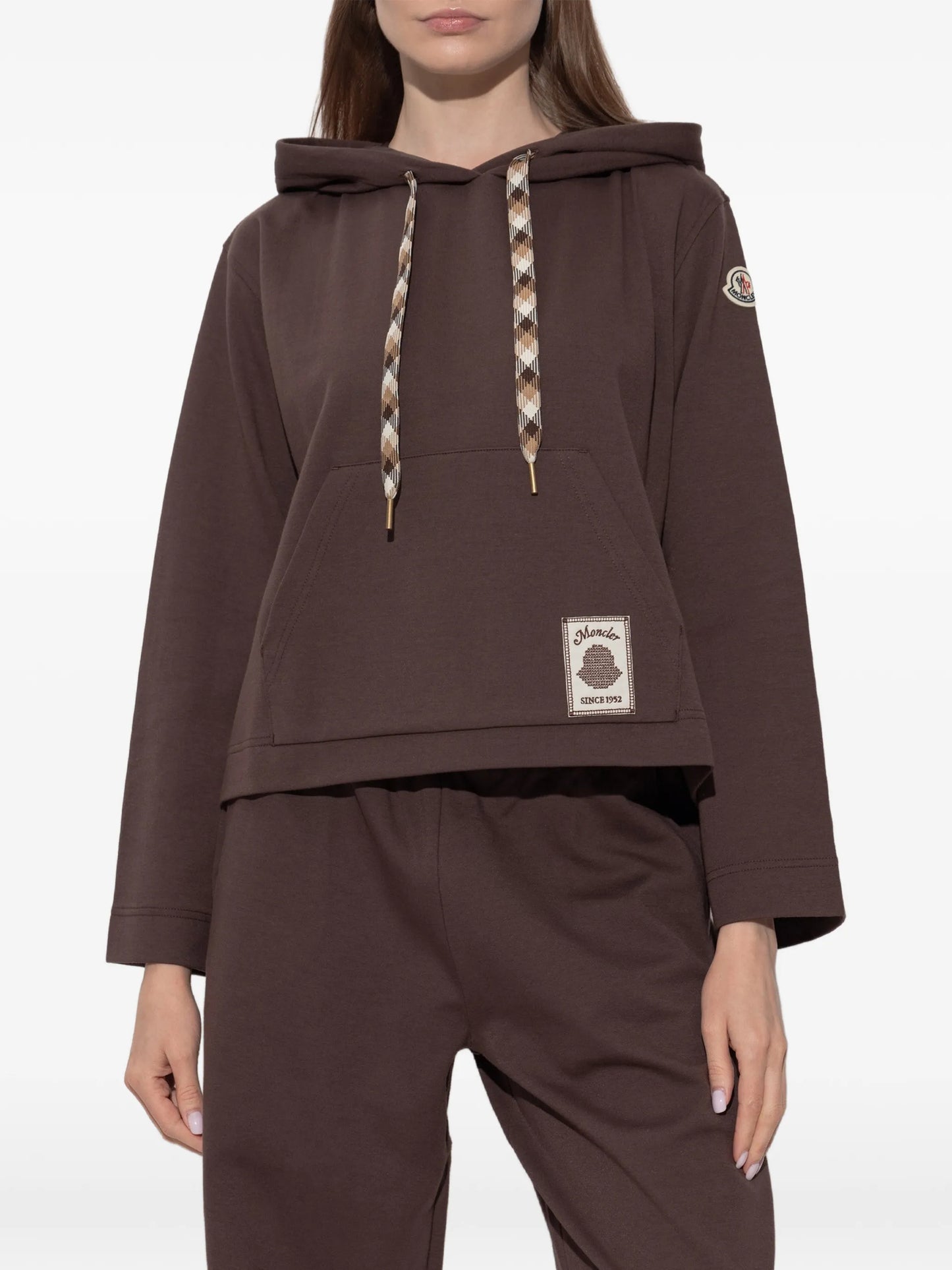 logo-patch drawstring hoodie